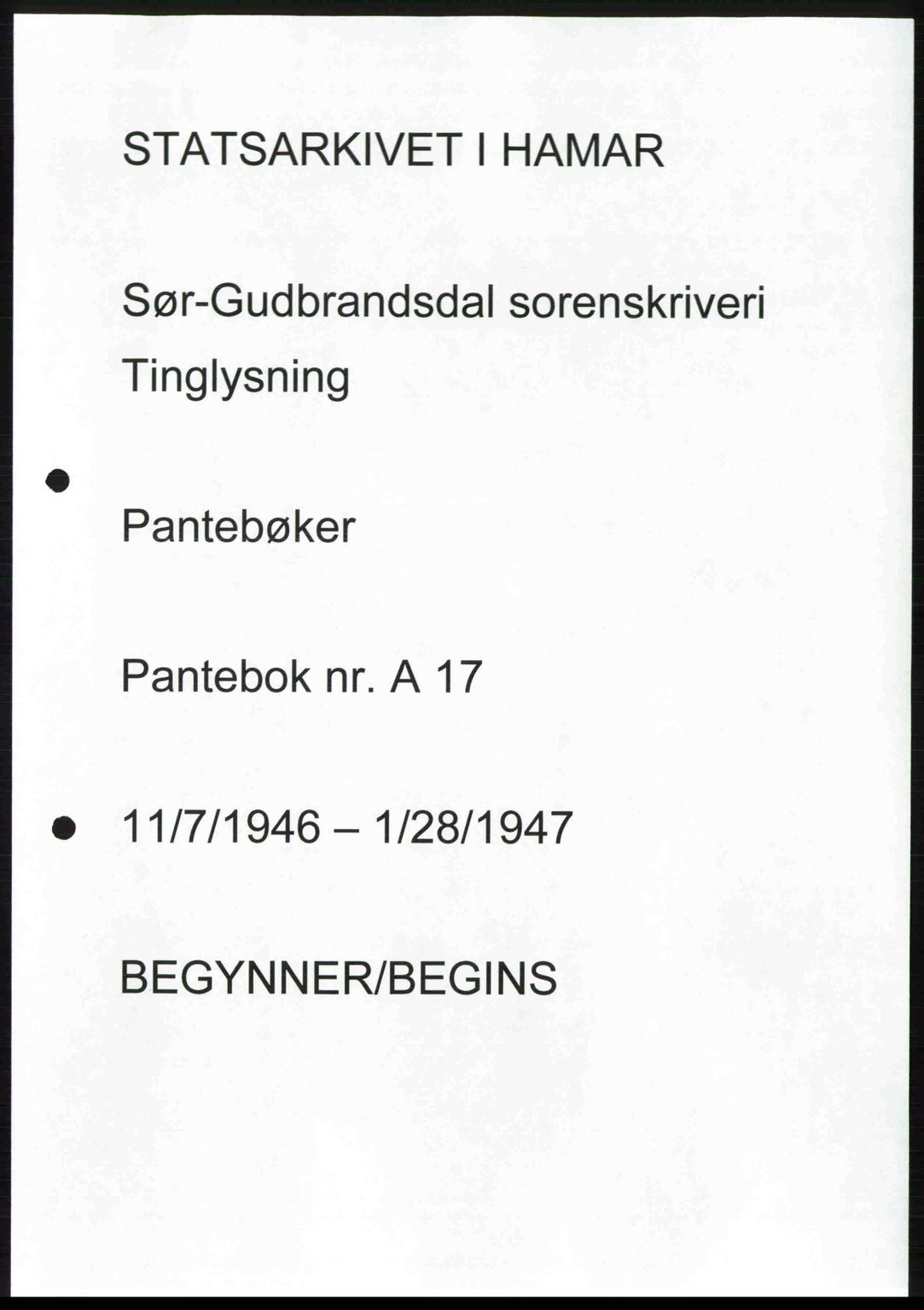 Sør-Gudbrandsdal tingrett, SAH/TING-004/H/Hb/Hbd/L0017: Mortgage book no. A17, 1946-1947