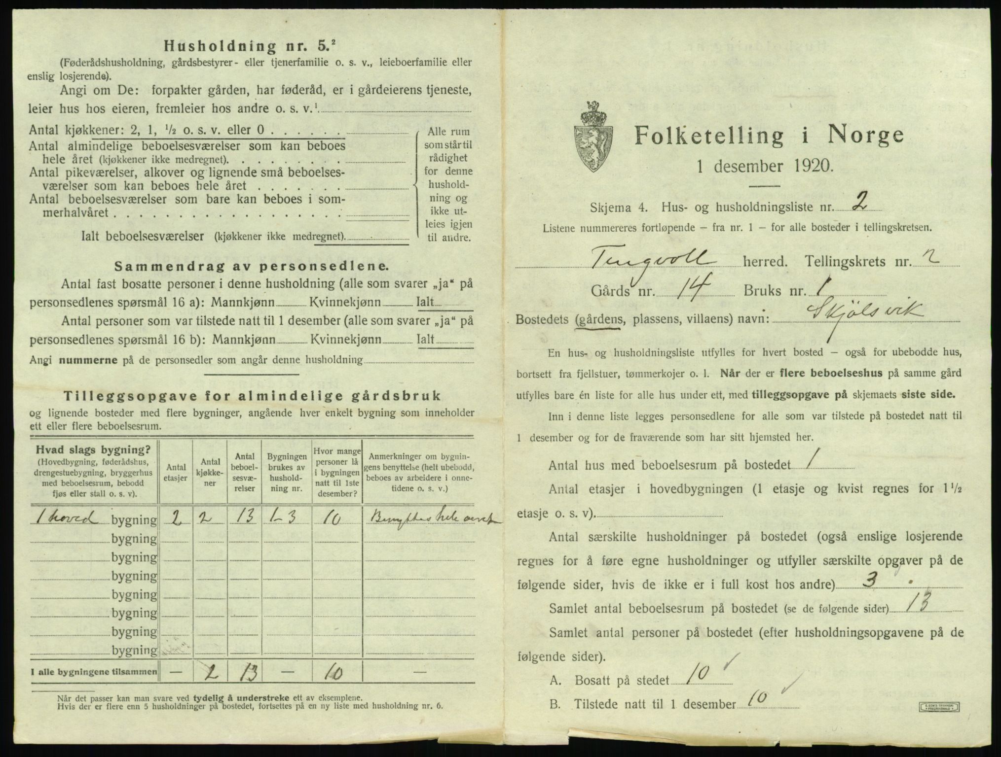 SAT, 1920 census for Tingvoll, 1920, p. 80