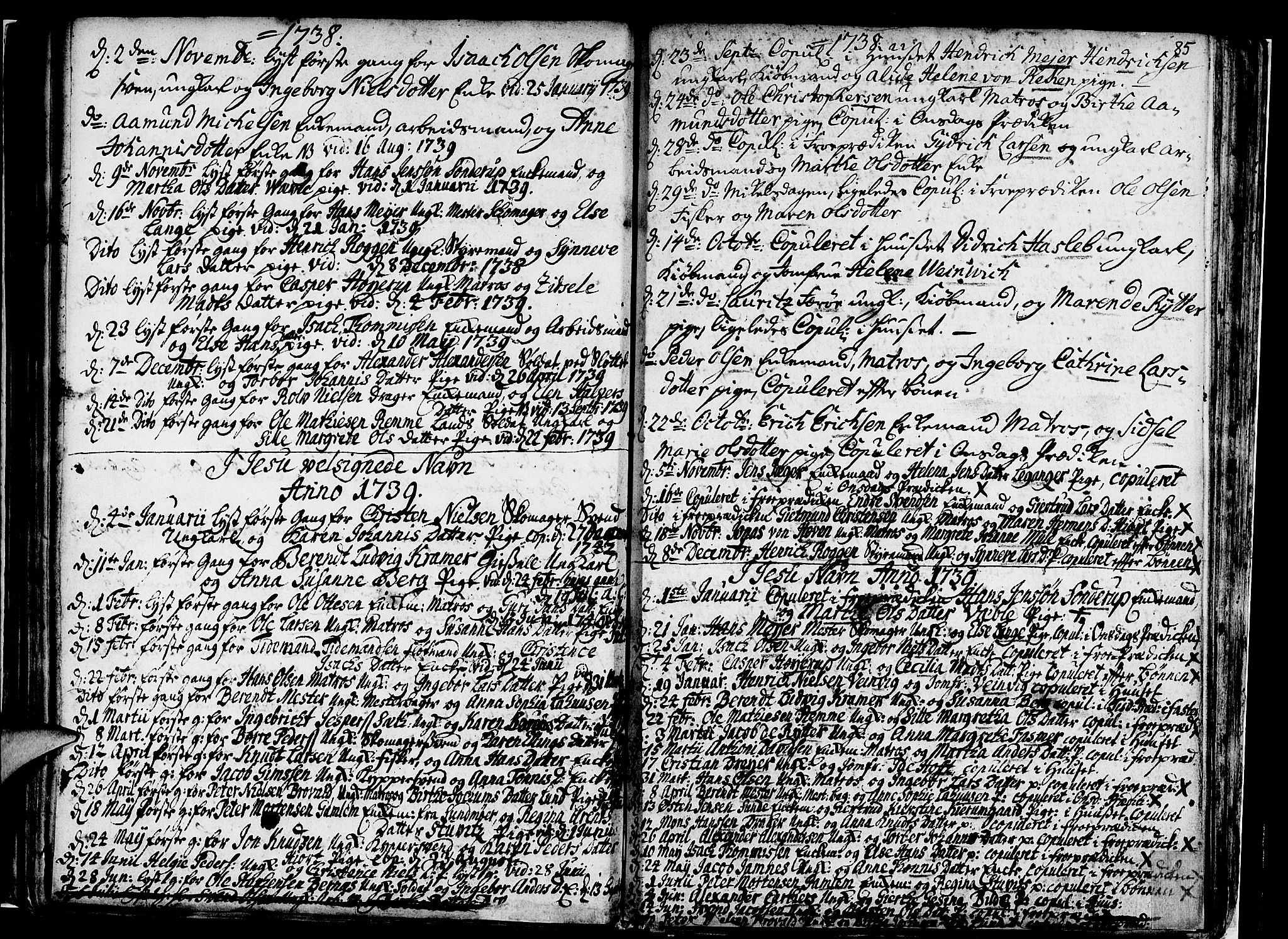Nykirken Sokneprestembete, SAB/A-77101/H/Haa/L0007: Parish register (official) no. A 7, 1719-1781, p. 85