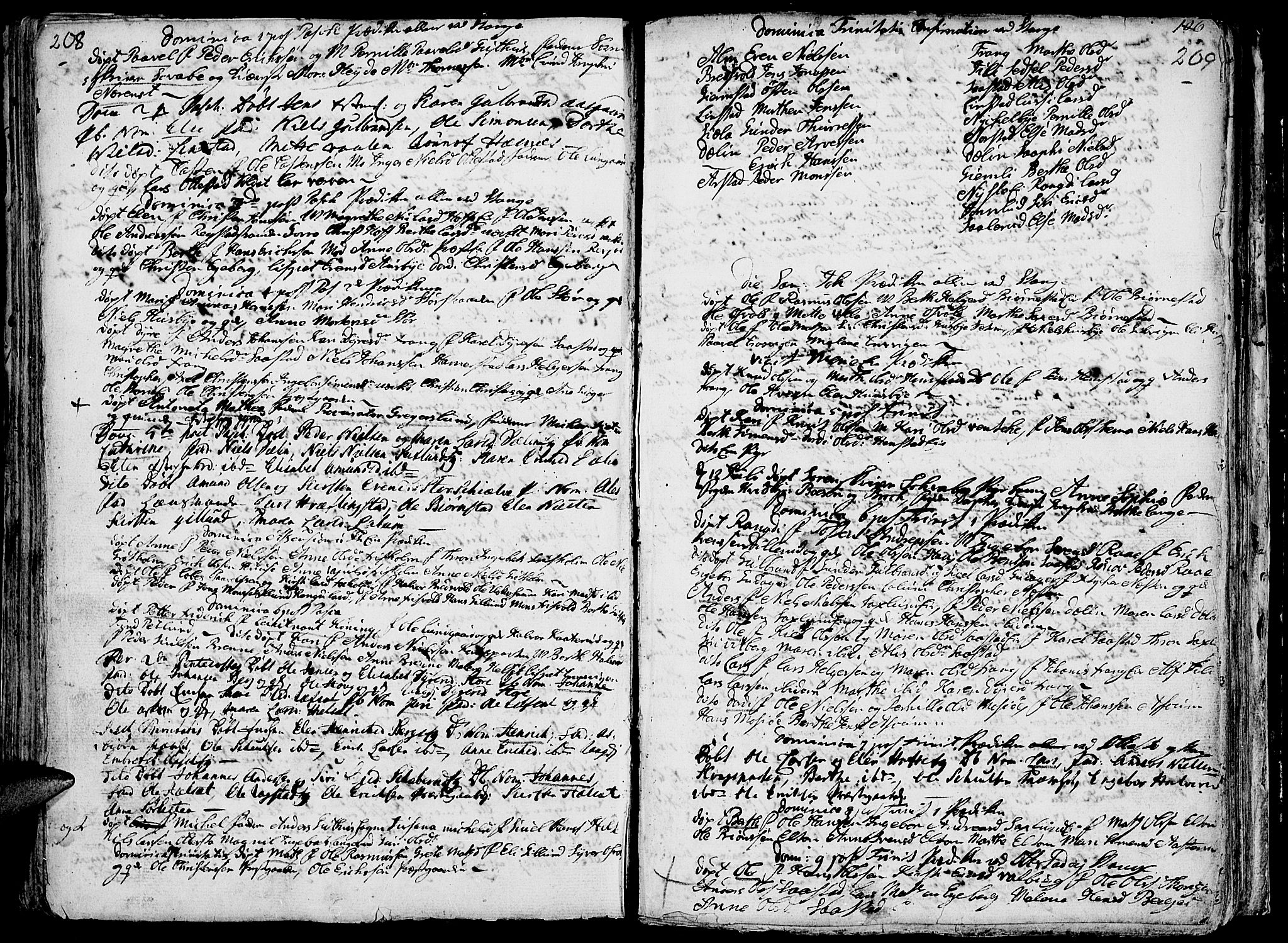 Stange prestekontor, SAH/PREST-002/K/L0004: Parish register (official) no. 4, 1735-1754, p. 208-209