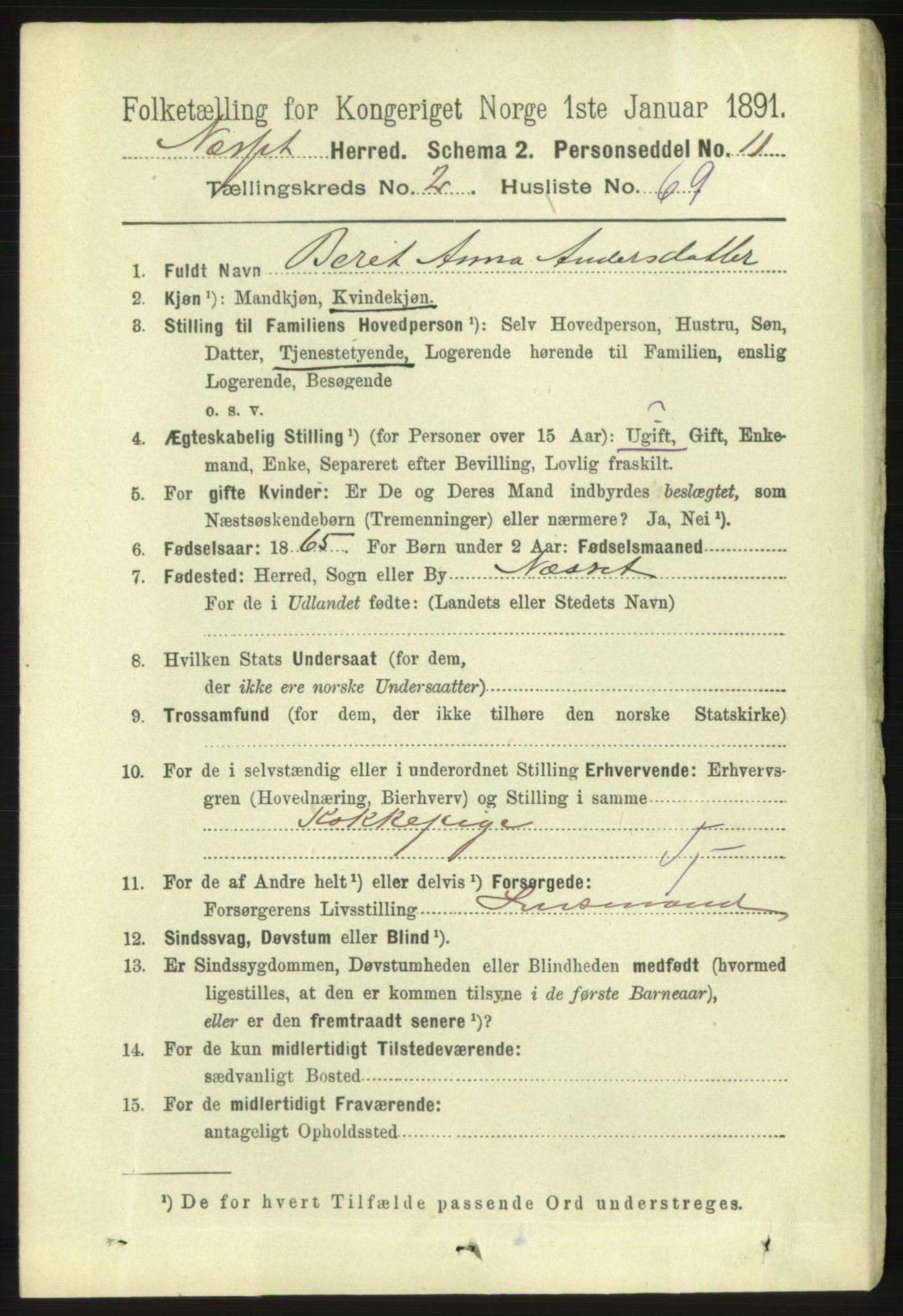 RA, 1891 census for 1543 Nesset, 1891, p. 1034