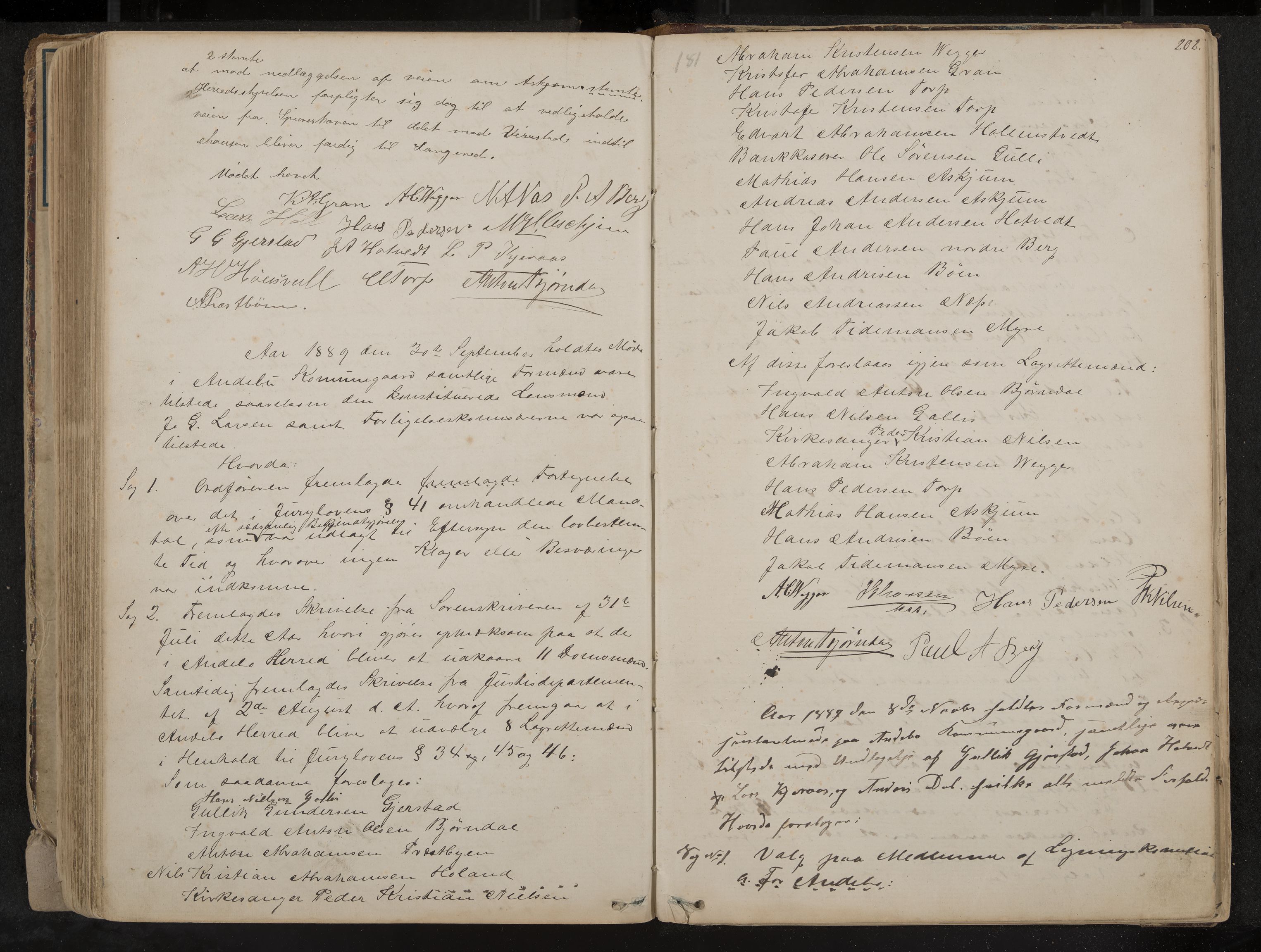 Andebu formannskap og sentraladministrasjon, IKAK/0719021-1/A/Aa/L0002: Møtebok med register, 1869-1891, p. 202