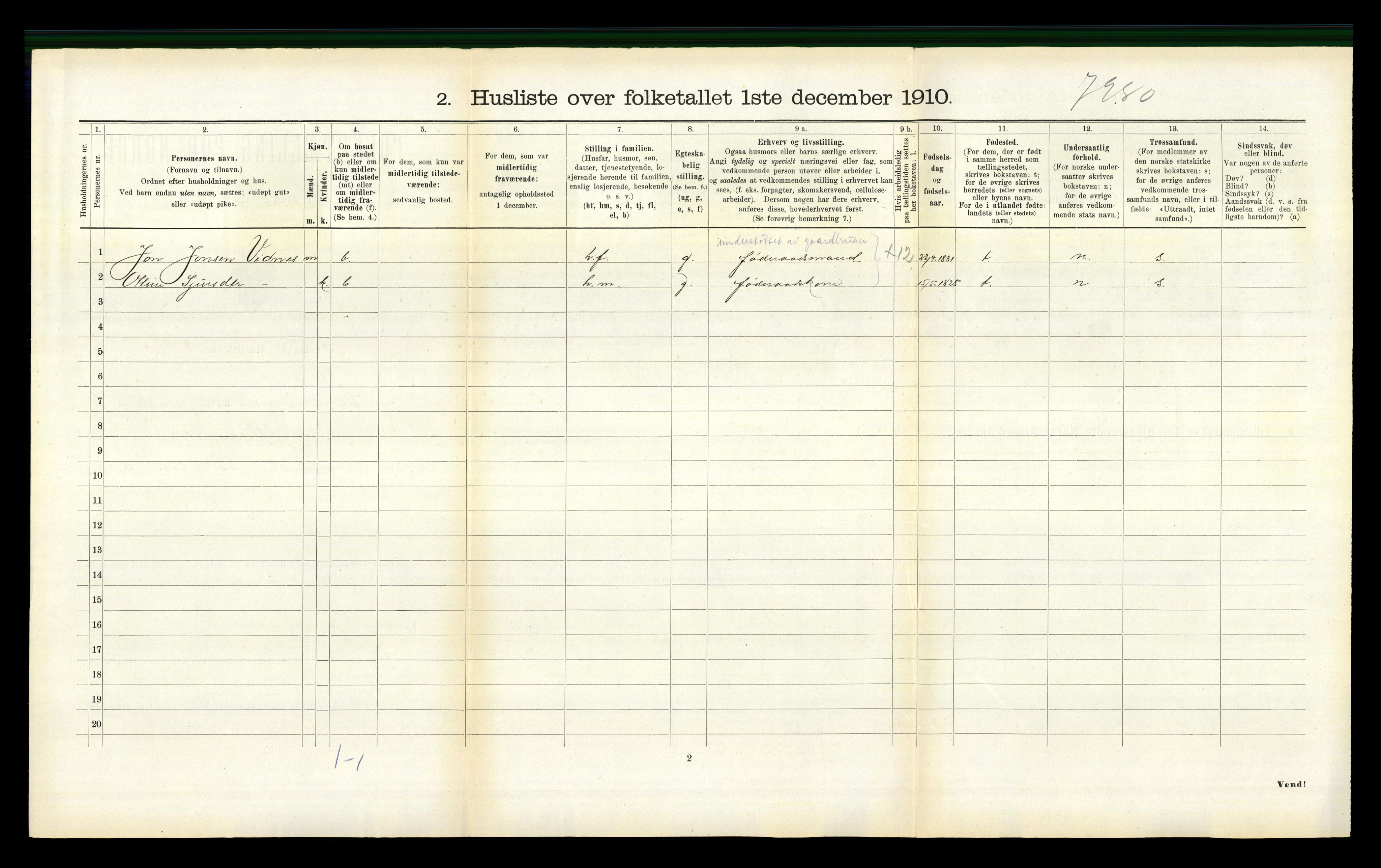 RA, 1910 census for Vanylven, 1910, p. 386