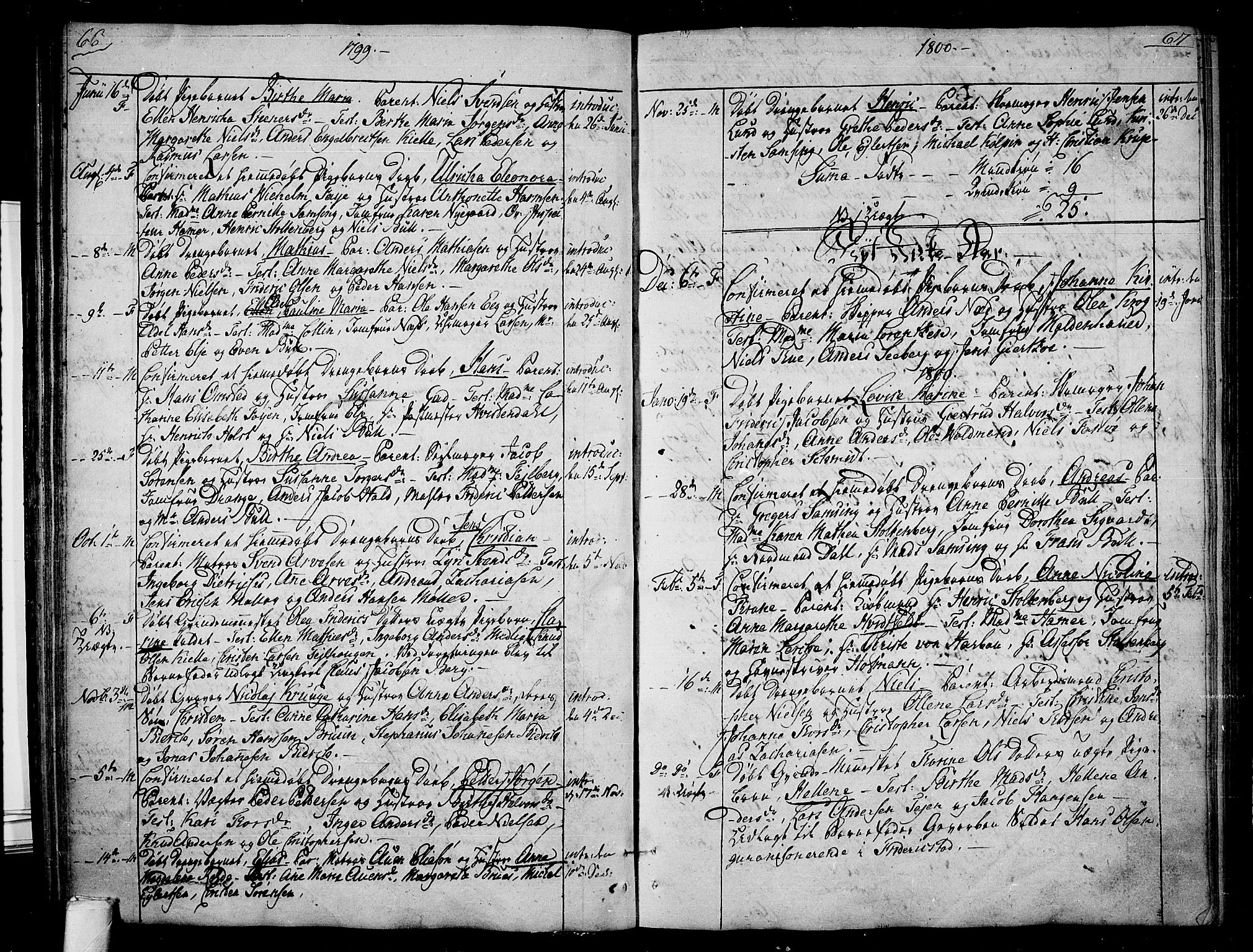 Tønsberg kirkebøker, SAKO/A-330/F/Fb/L0002: Parish register (official) no. II 2, 1797-1809, p. 66-67