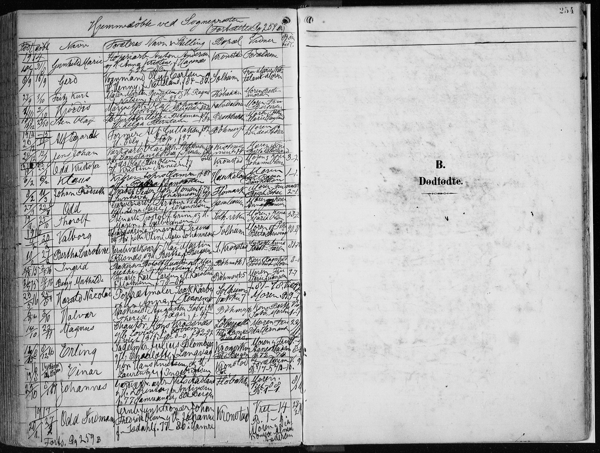 Årstad Sokneprestembete, SAB/A-79301/H/Haa/L0002: Parish register (official) no. A 2, 1899-1914, p. 254