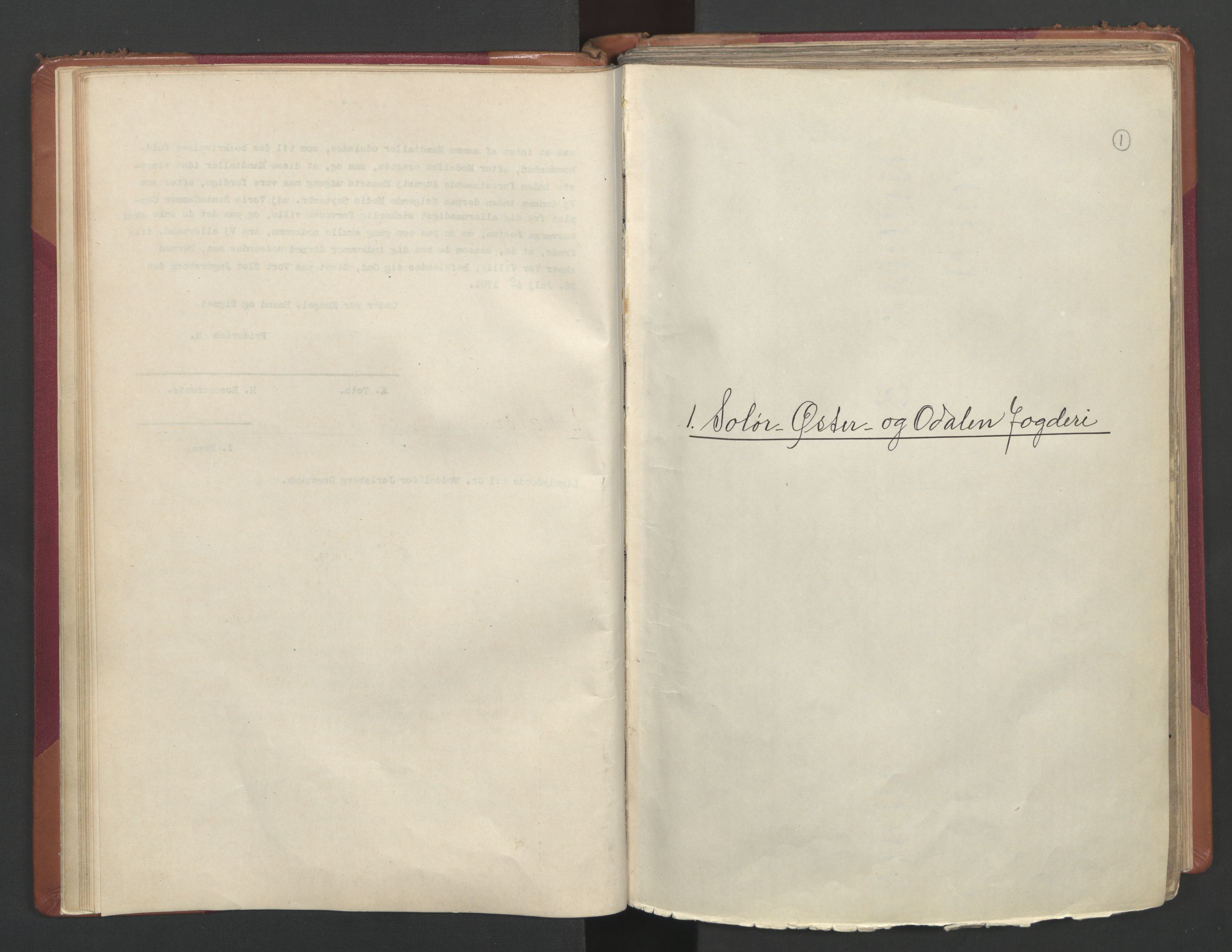 RA, Census (manntall) 1701, no. 2: Solør, Odal og Østerdal fogderi and Larvik grevskap, 1701, p. 1