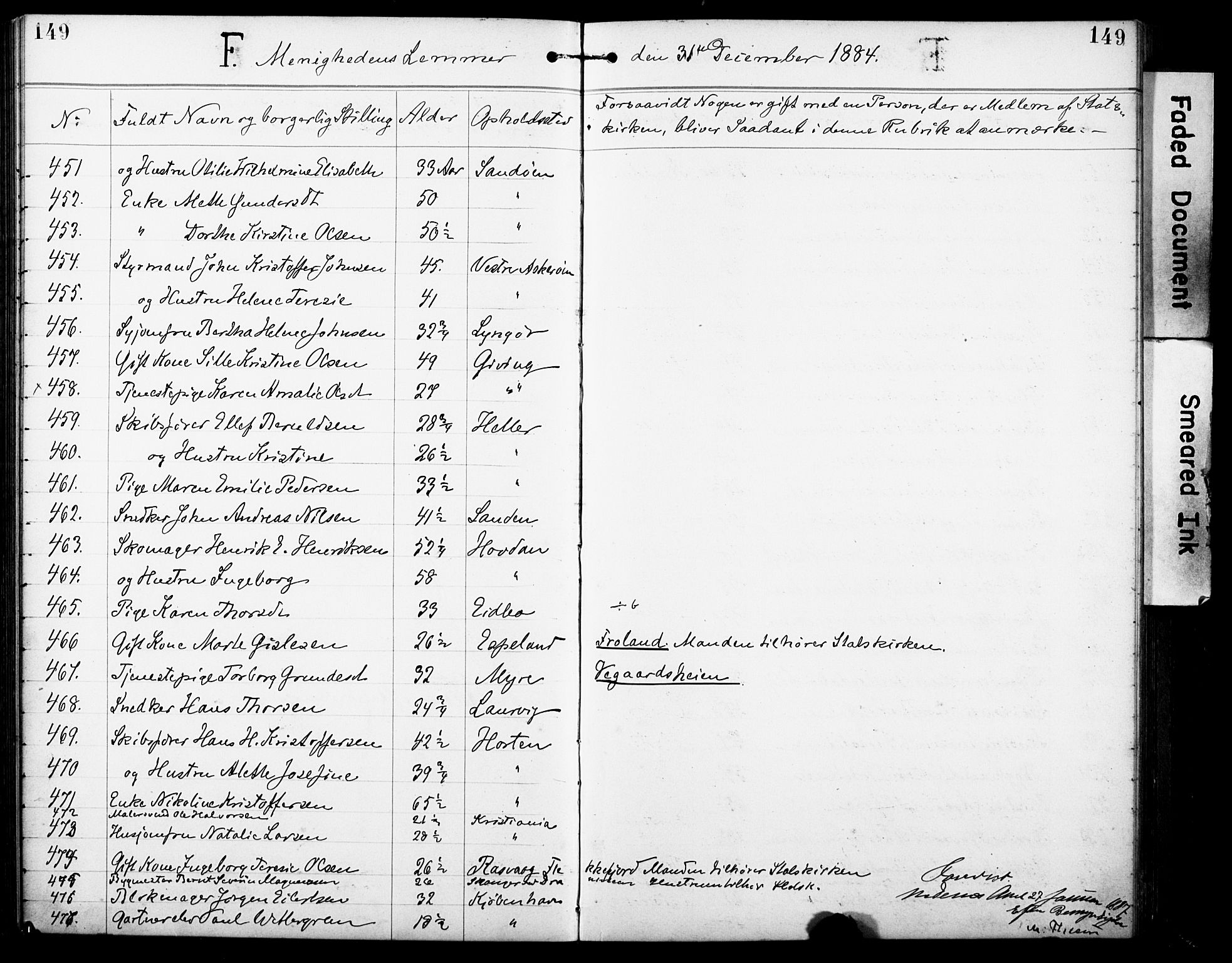 Den evangelisk-lutherske frimenighet, Arendal, AV/SAK-1292-0005/F/Fa/L0002: Dissenter register no. F 6, 1884-1908, p. 149