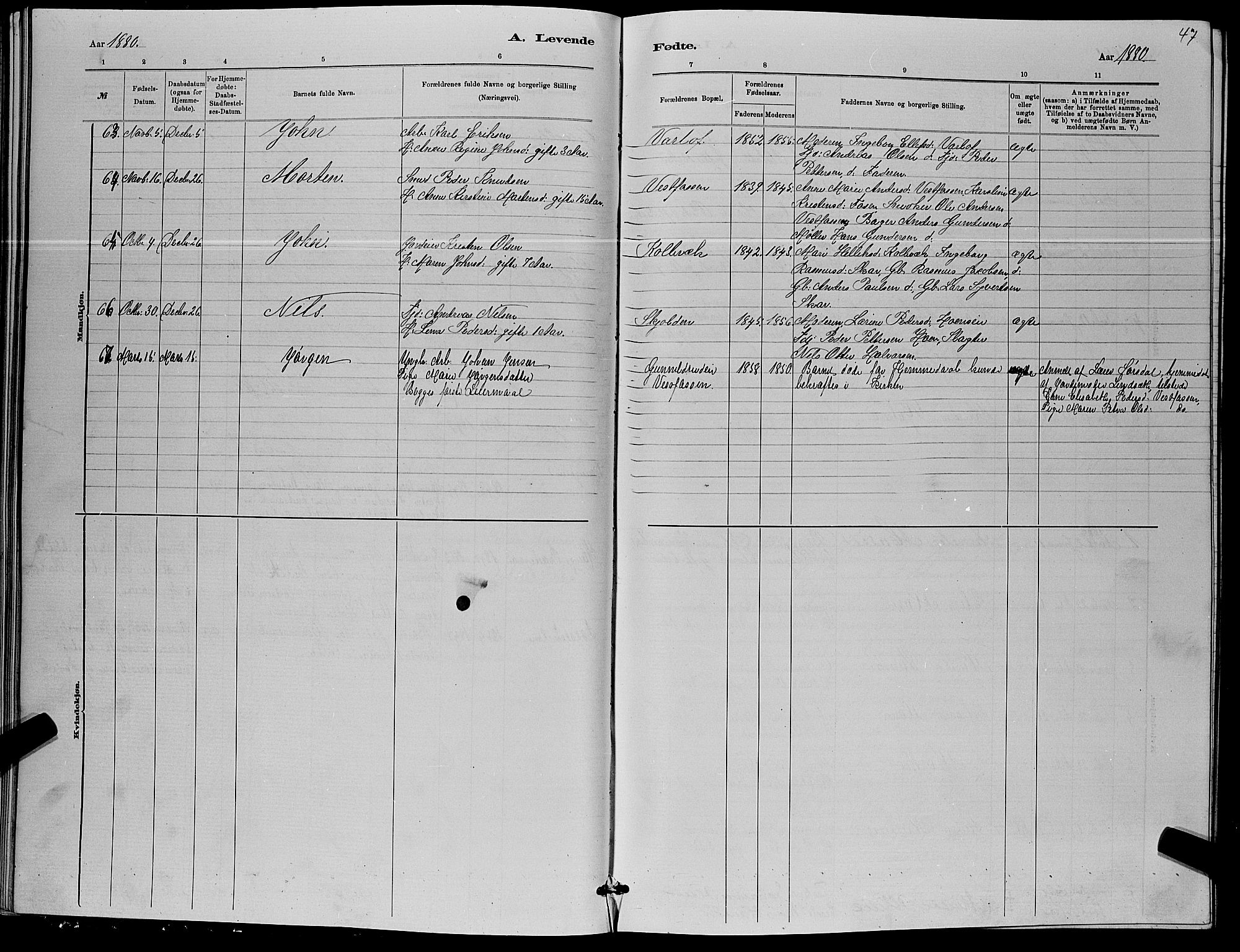 Eiker kirkebøker, AV/SAKO-A-4/G/Ga/L0005: Parish register (copy) no. I 5, 1878-1887, p. 47