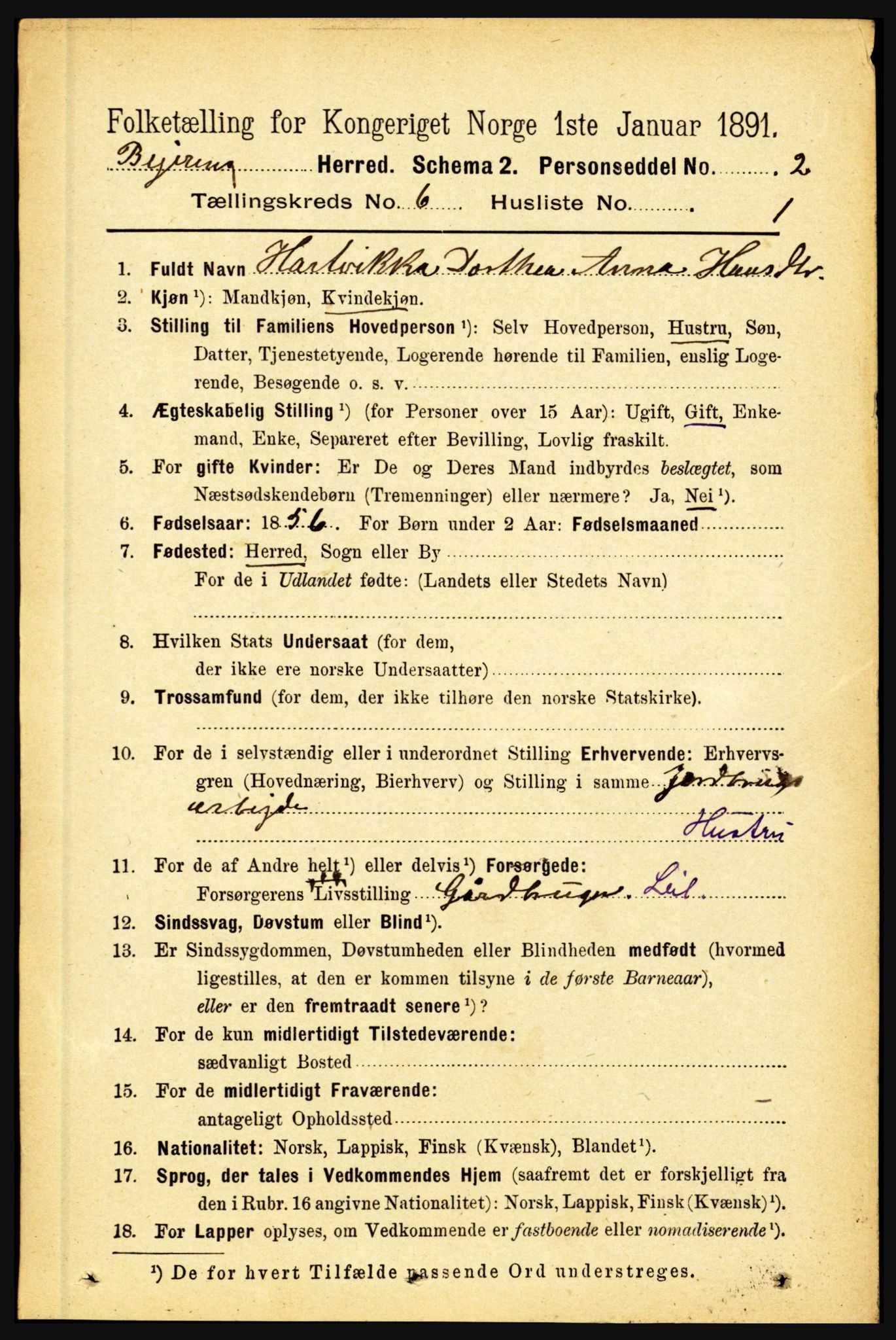 RA, 1891 census for 1839 Beiarn, 1891, p. 1882