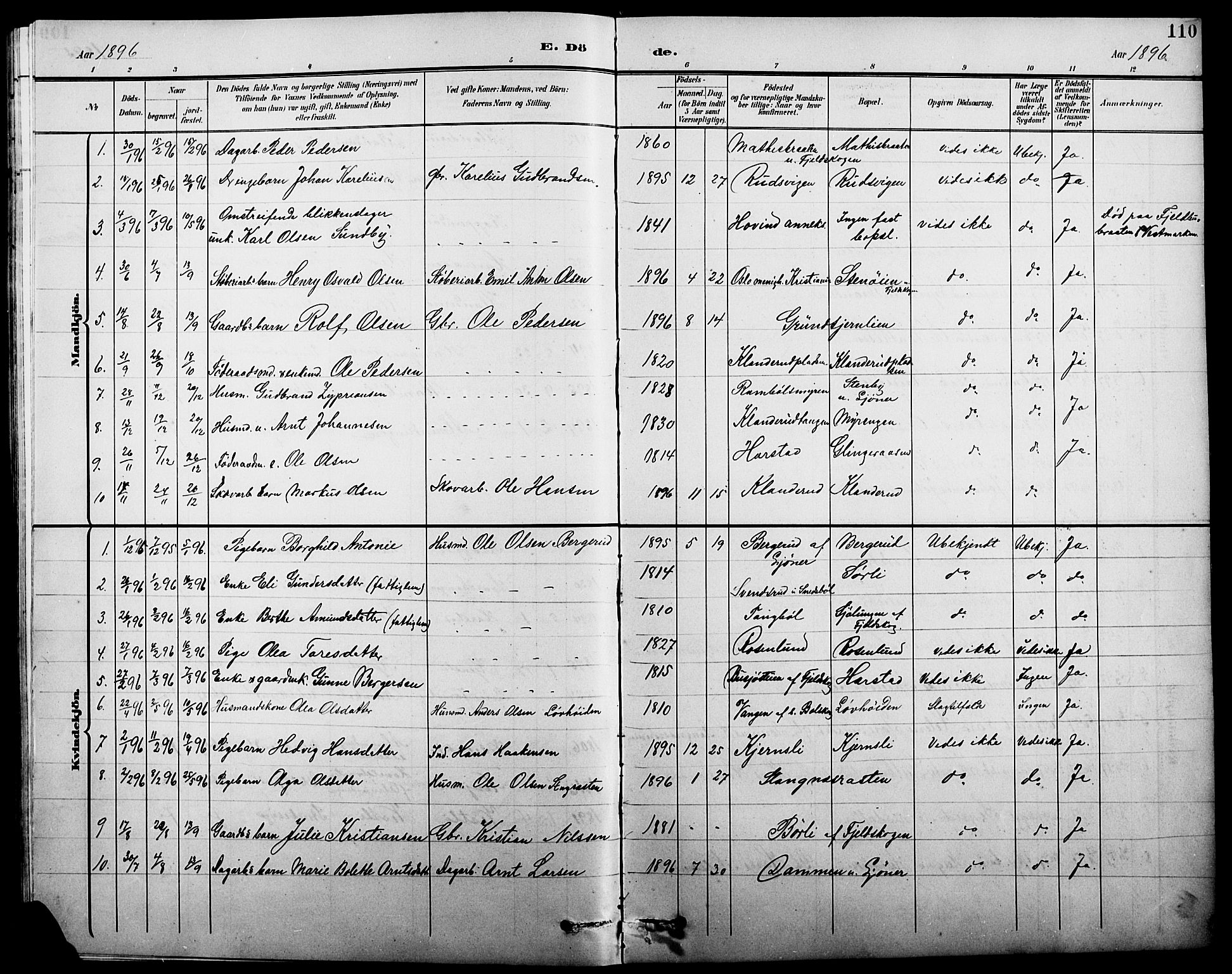 Eidskog prestekontor, AV/SAH-PREST-026/H/Ha/Hab/L0002: Parish register (copy) no. 2, 1895-1923, p. 110