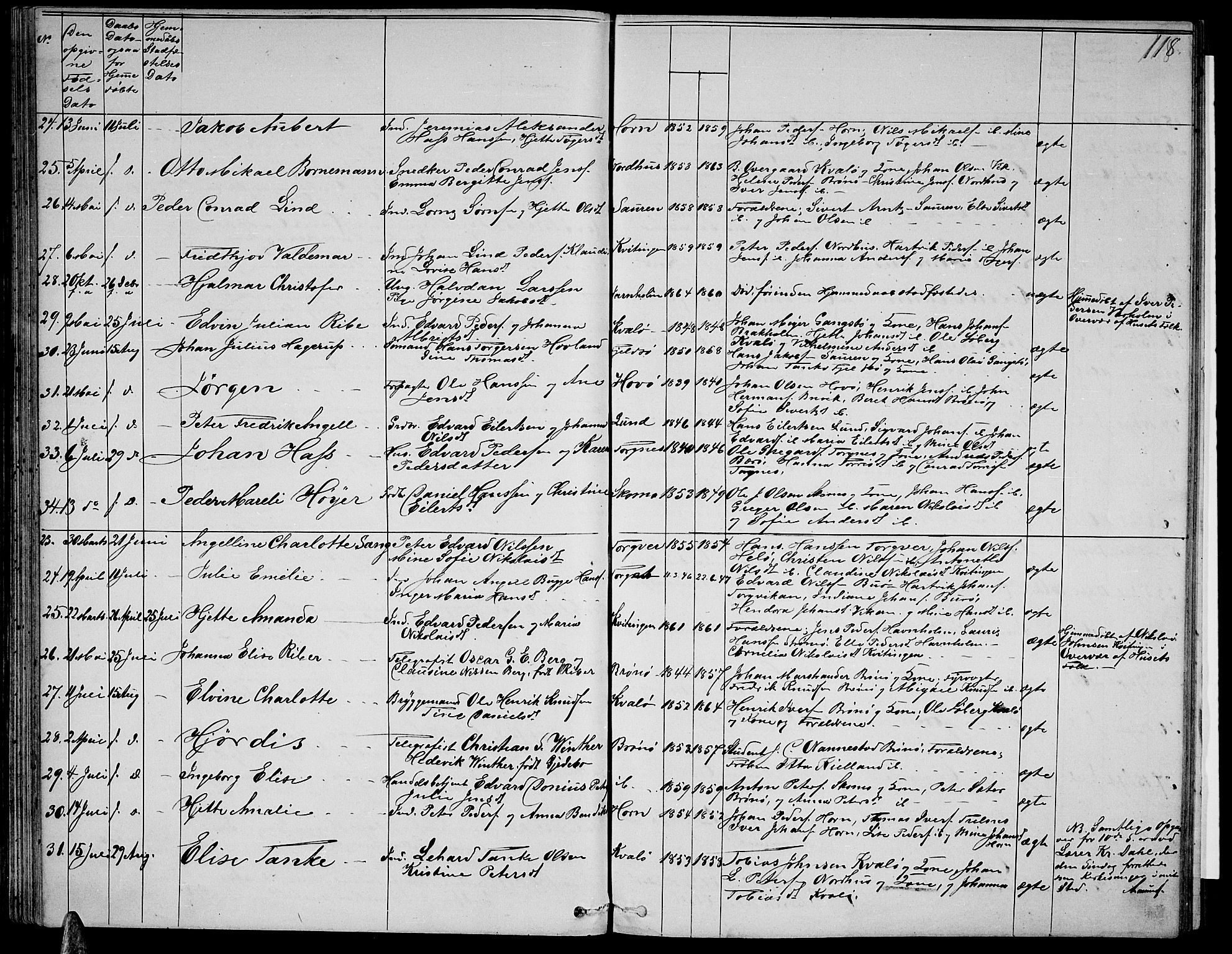 Ministerialprotokoller, klokkerbøker og fødselsregistre - Nordland, SAT/A-1459/813/L0212: Parish register (copy) no. 813C04, 1864-1886, p. 118