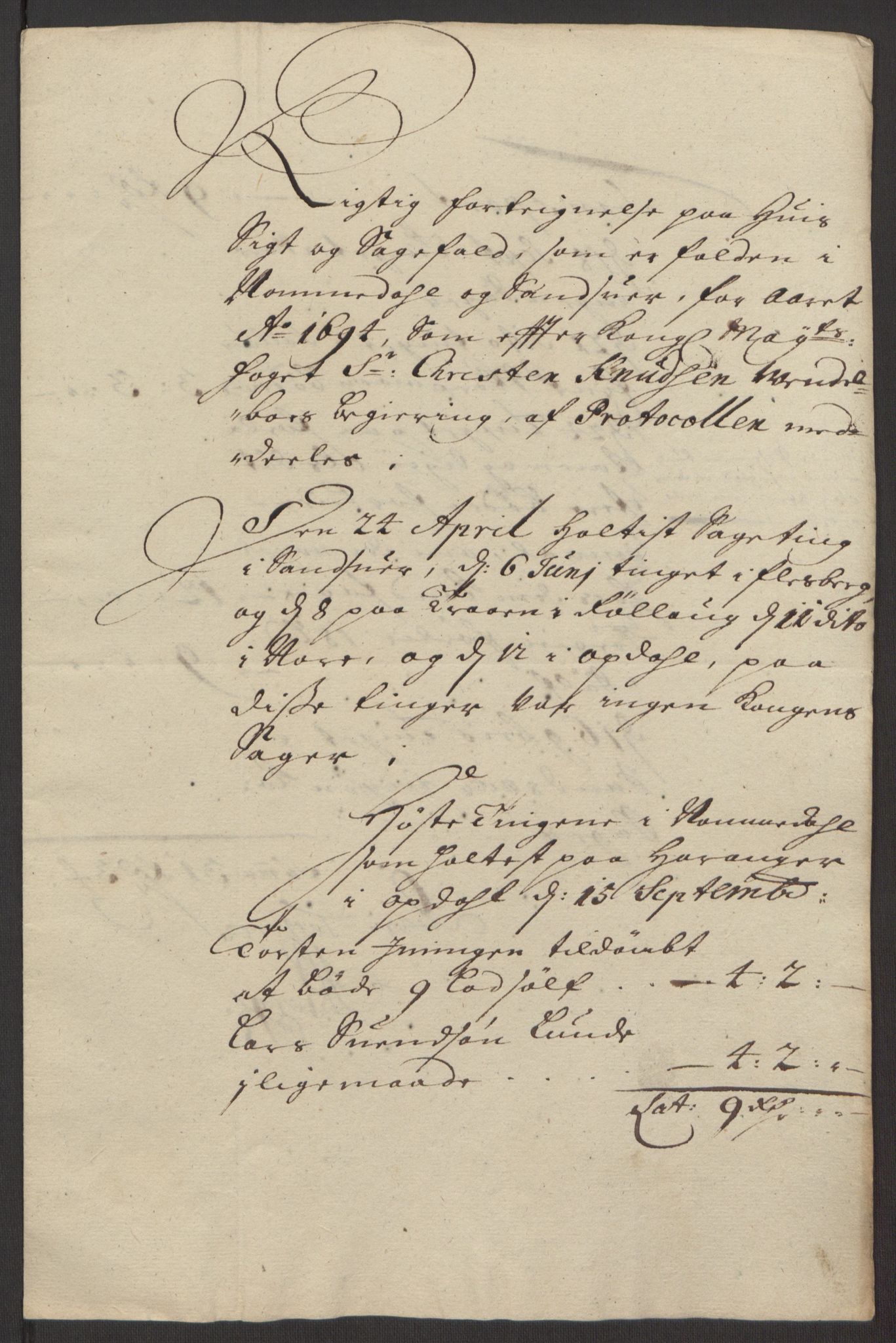 Rentekammeret inntil 1814, Reviderte regnskaper, Fogderegnskap, RA/EA-4092/R24/L1575: Fogderegnskap Numedal og Sandsvær, 1692-1695, p. 211