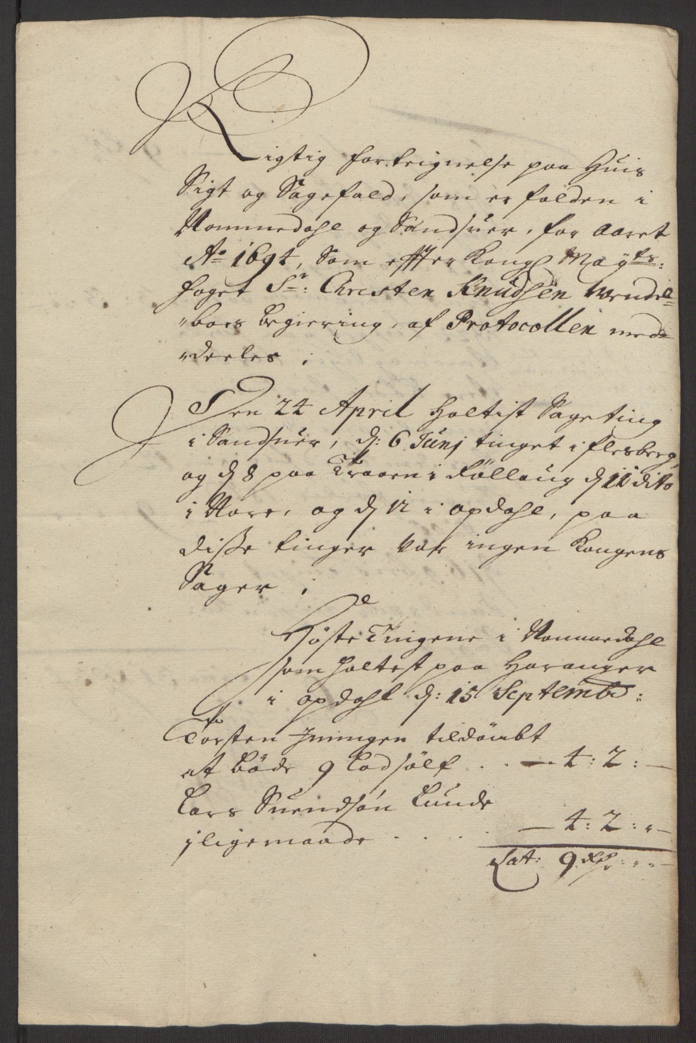 Rentekammeret inntil 1814, Reviderte regnskaper, Fogderegnskap, AV/RA-EA-4092/R24/L1575: Fogderegnskap Numedal og Sandsvær, 1692-1695, p. 211