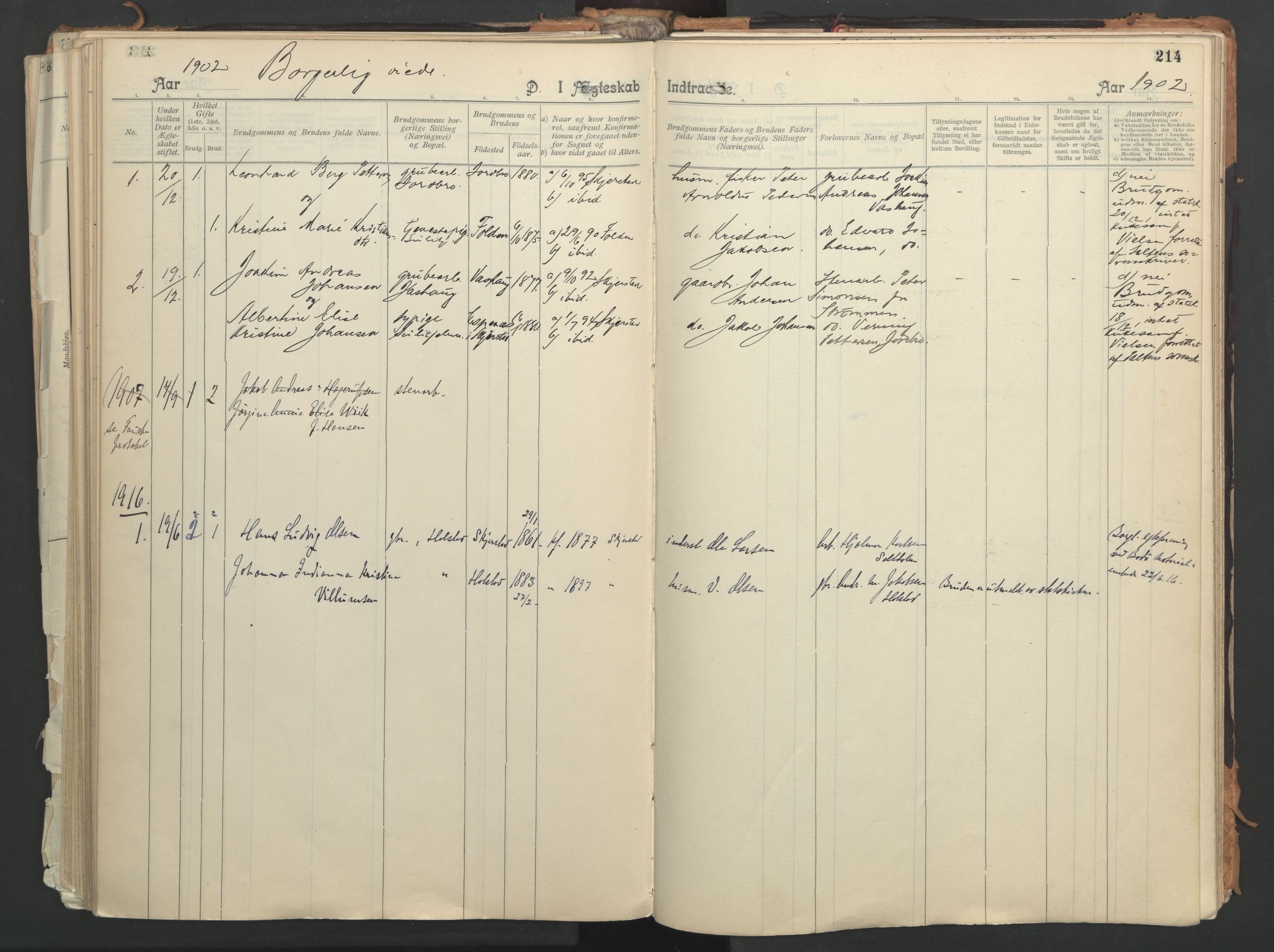 Ministerialprotokoller, klokkerbøker og fødselsregistre - Nordland, SAT/A-1459/851/L0724: Parish register (official) no. 851A01, 1901-1922, p. 214