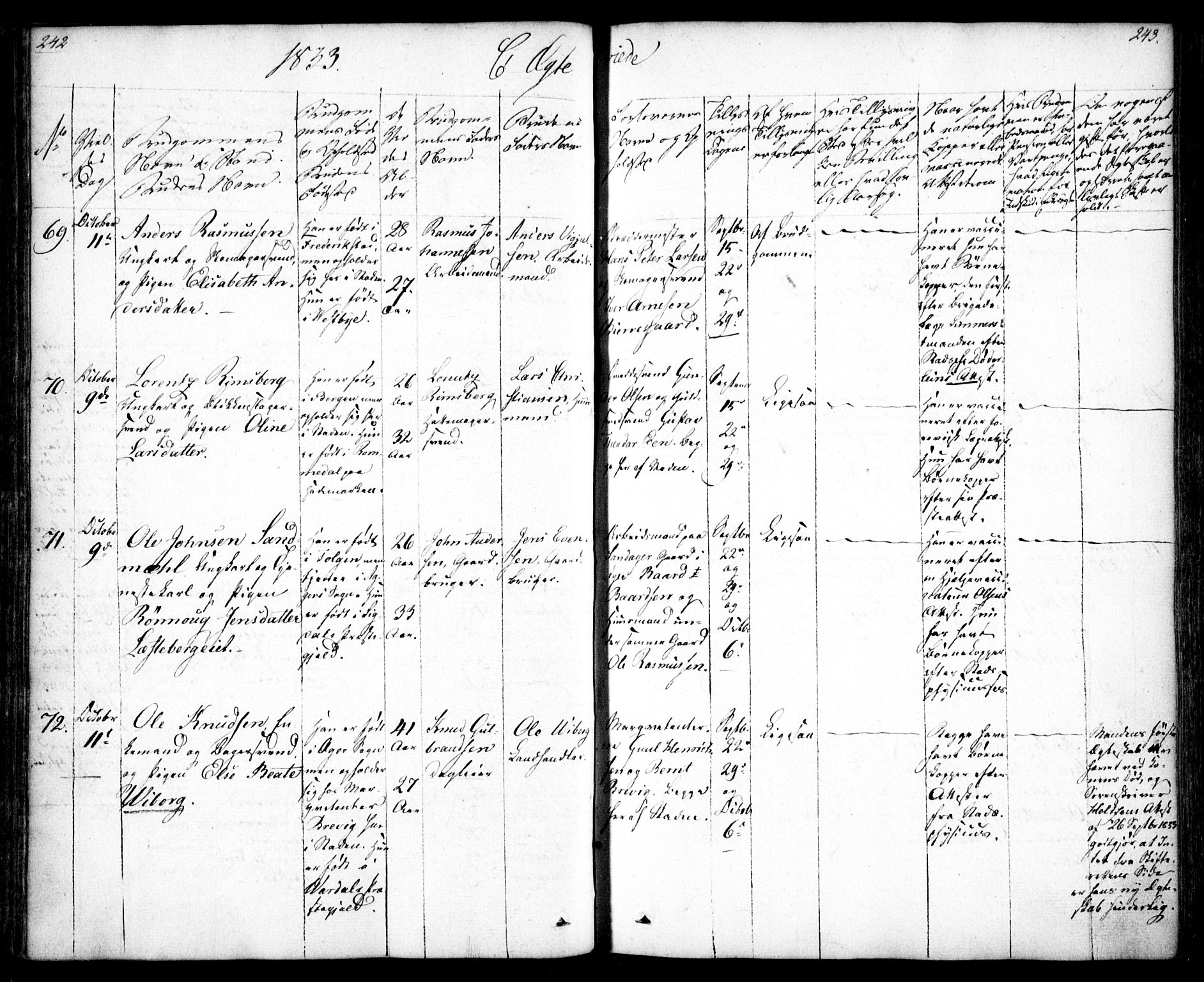 Oslo domkirke Kirkebøker, SAO/A-10752/F/Fa/L0019: Parish register (official) no. 19, 1828-1847, p. 242-243