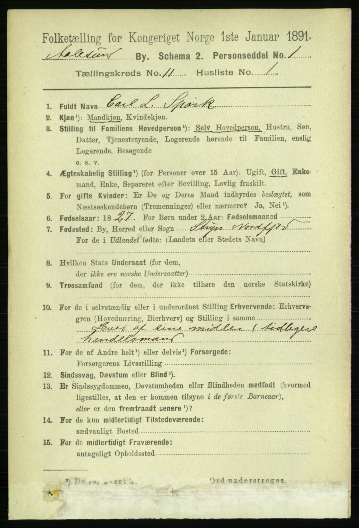 RA, 1891 census for 1501 Ålesund, 1891, p. 6865