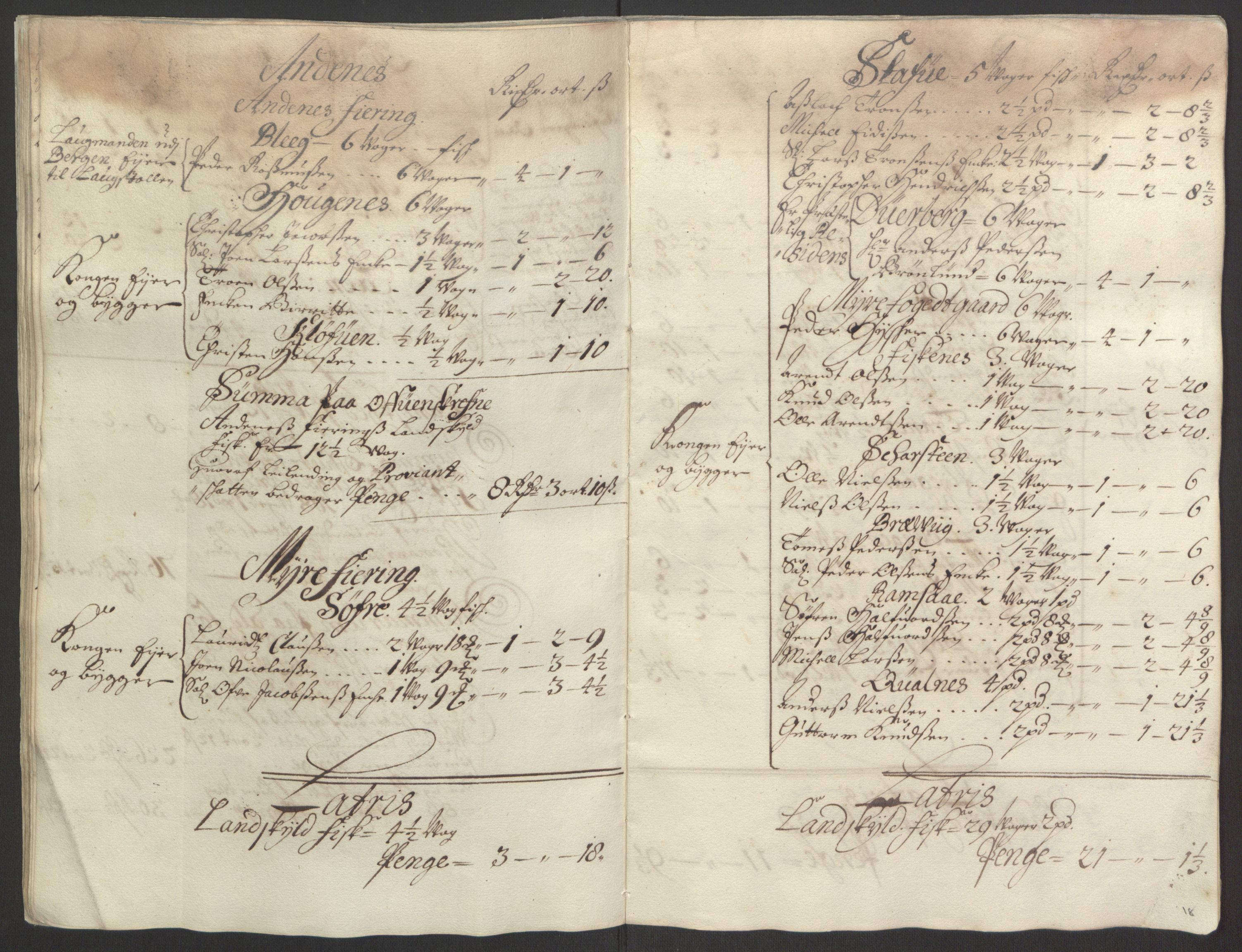 Rentekammeret inntil 1814, Reviderte regnskaper, Fogderegnskap, RA/EA-4092/R67/L4677: Fogderegnskap Vesterålen, Andenes og Lofoten, 1694-1695, p. 32