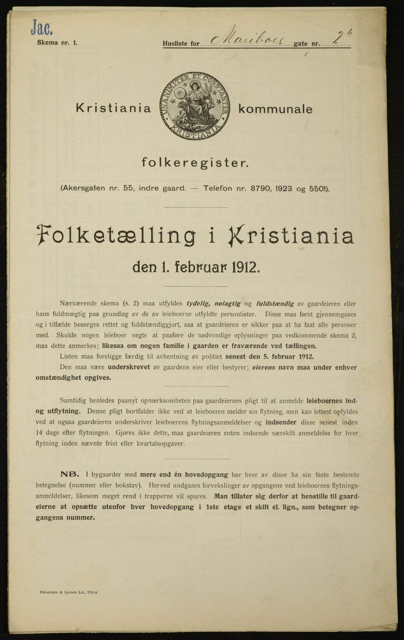 OBA, Municipal Census 1912 for Kristiania, 1912, p. 60782