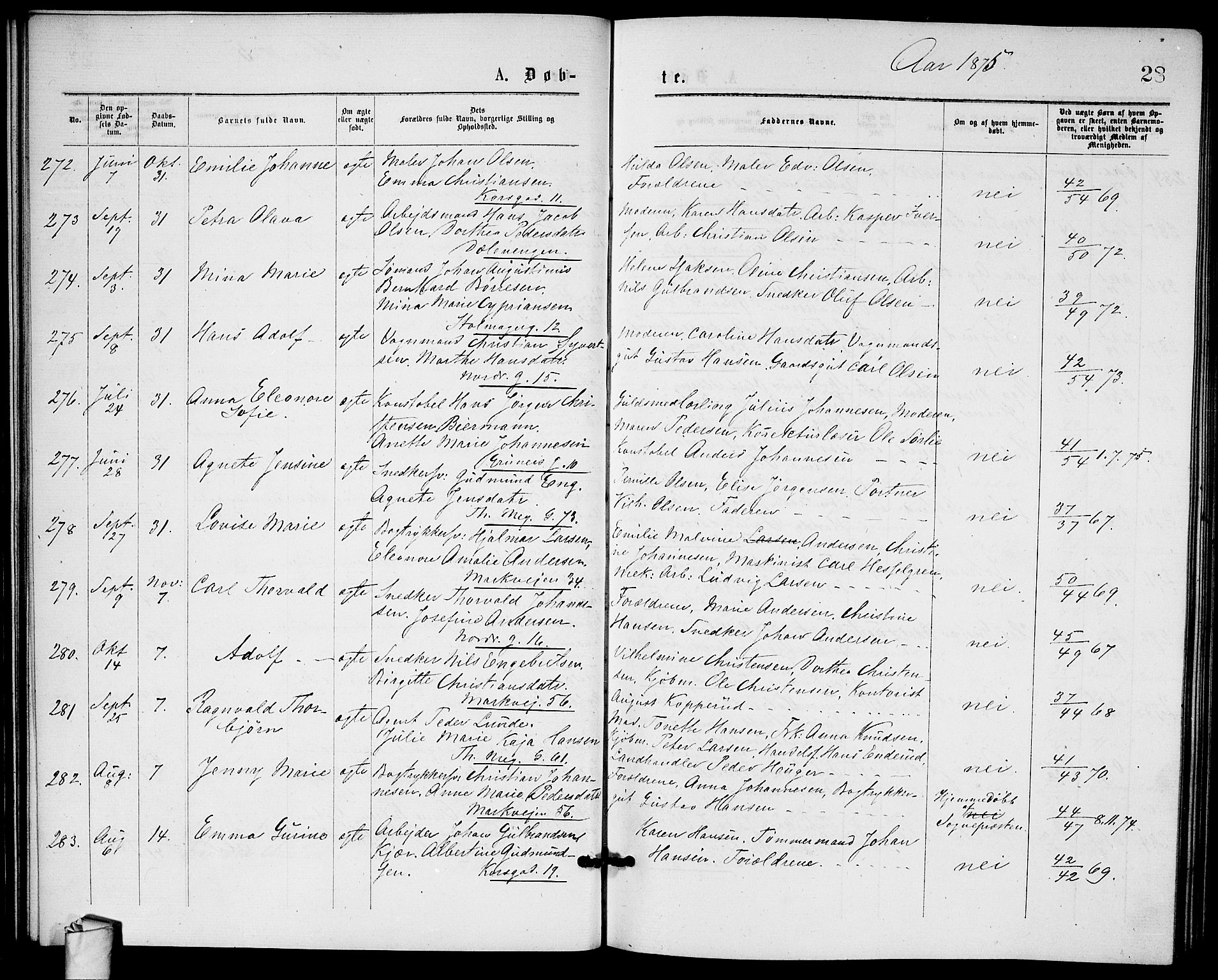 Paulus prestekontor Kirkebøker, AV/SAO-A-10871/G/Ga/L0001: Parish register (copy) no. 1, 1875-1878, p. 28