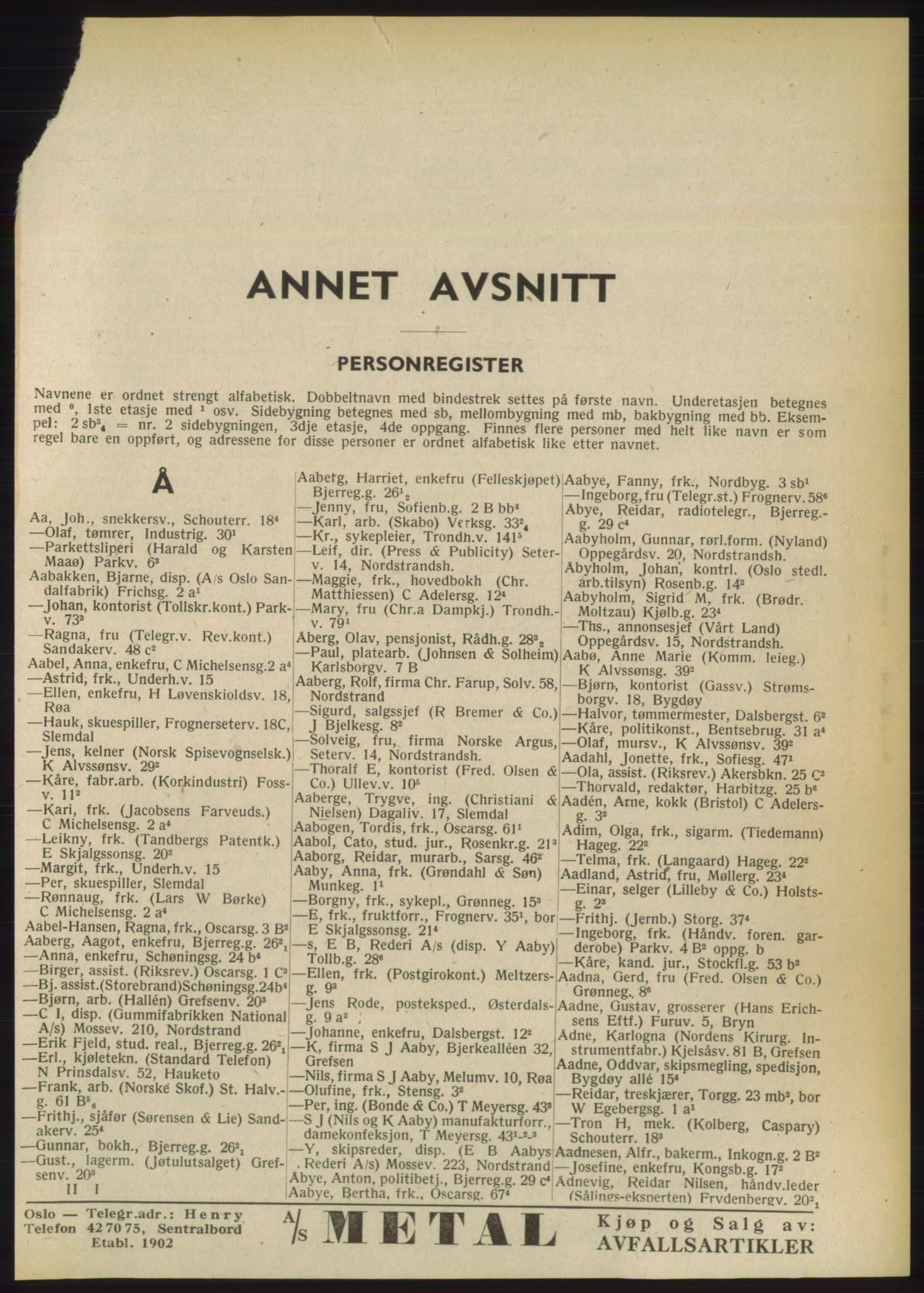 Kristiania/Oslo adressebok, PUBL/-, 1949, p. 41