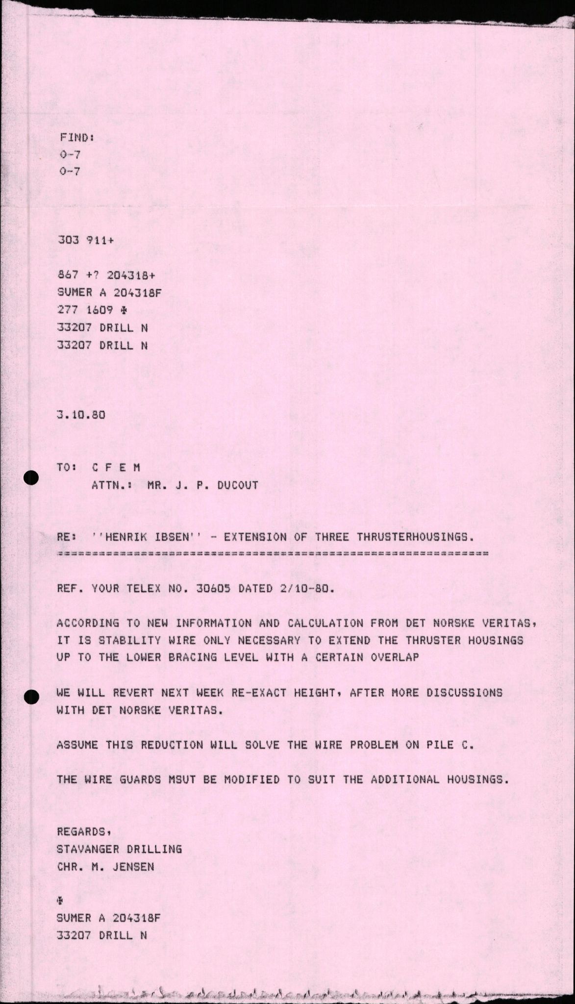 Pa 1503 - Stavanger Drilling AS, AV/SAST-A-101906/2/E/Ec/Eca/L0011: Sak og korrespondanse, 1980-1981