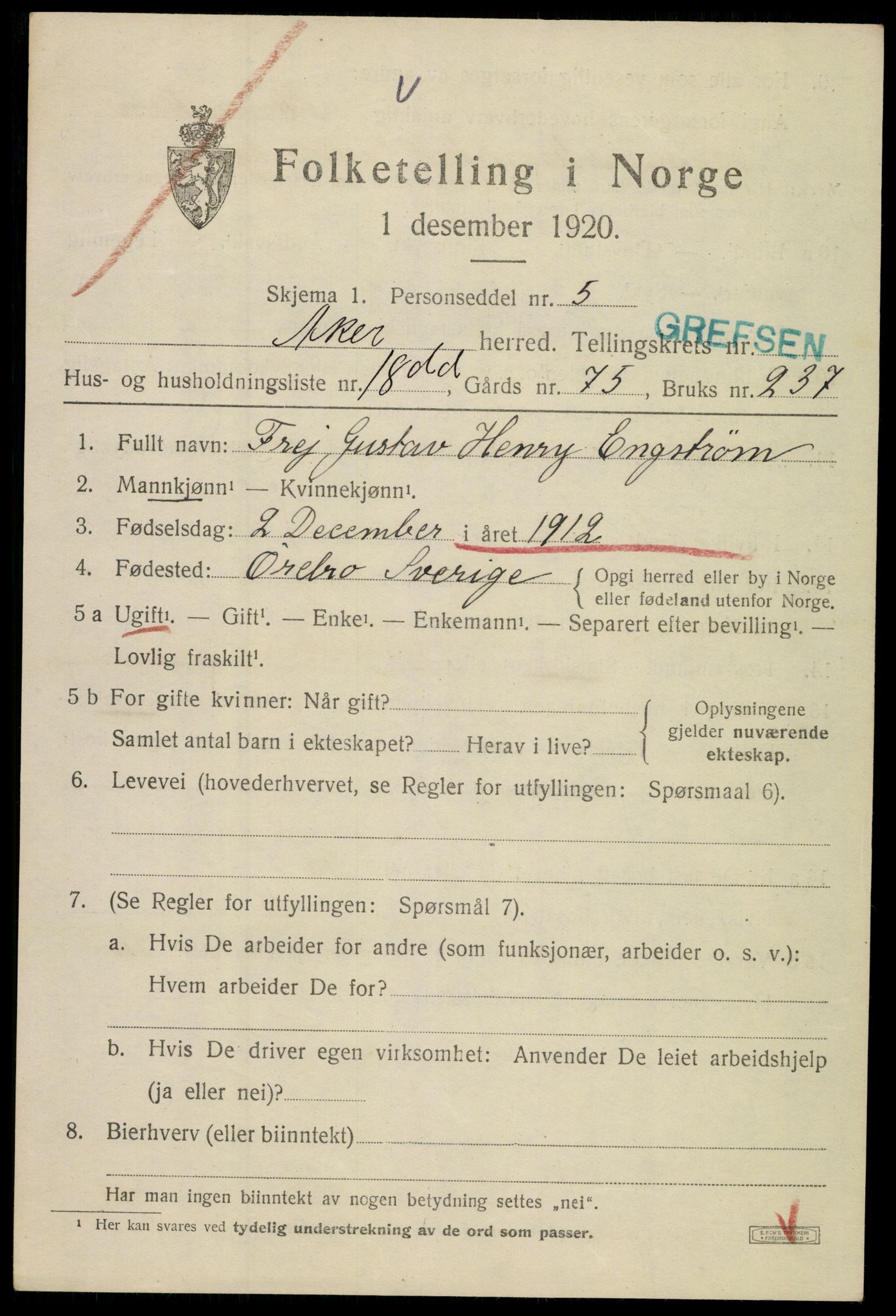 SAO, 1920 census for Aker, 1920, p. 67678