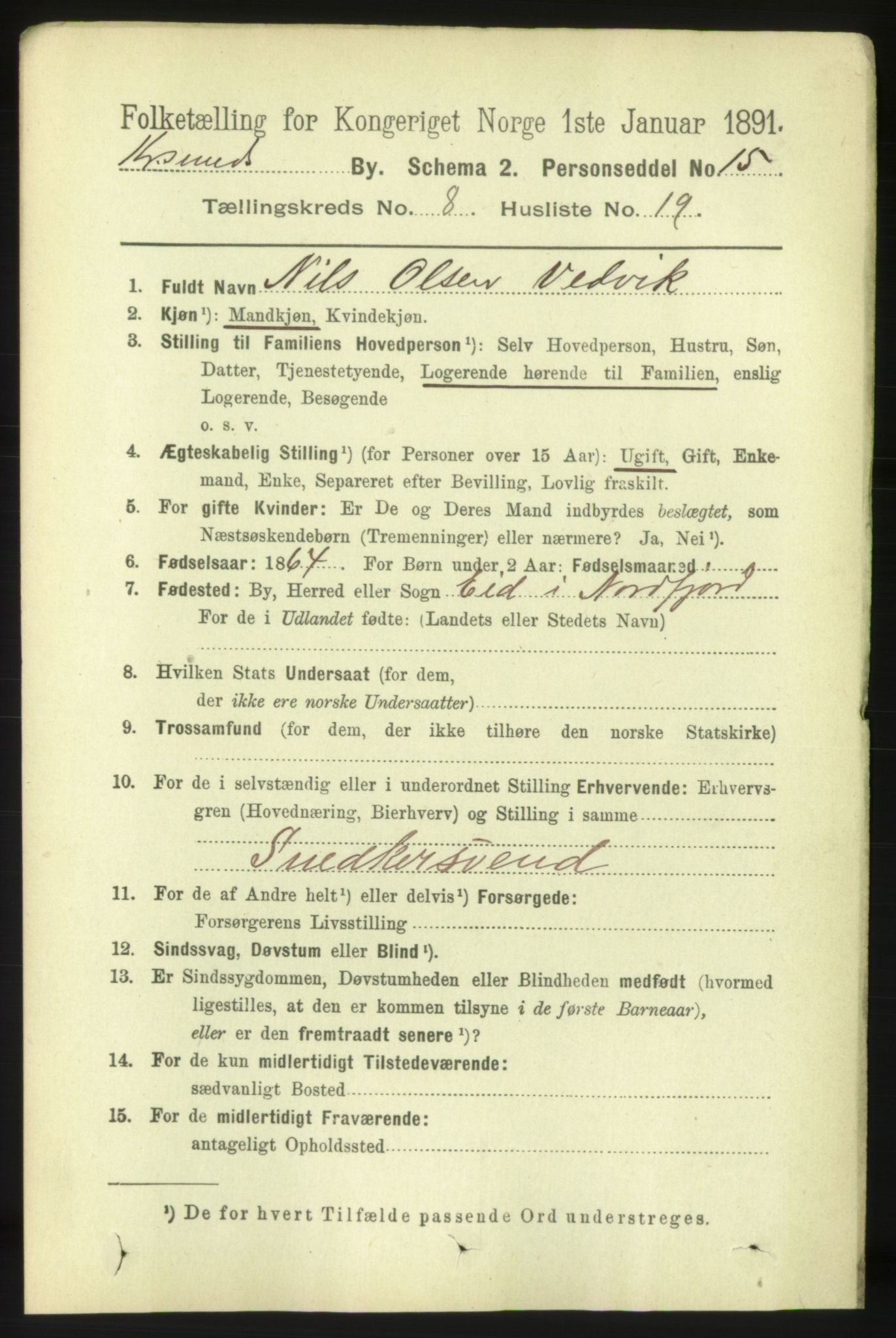 RA, 1891 census for 1503 Kristiansund, 1891, p. 6573