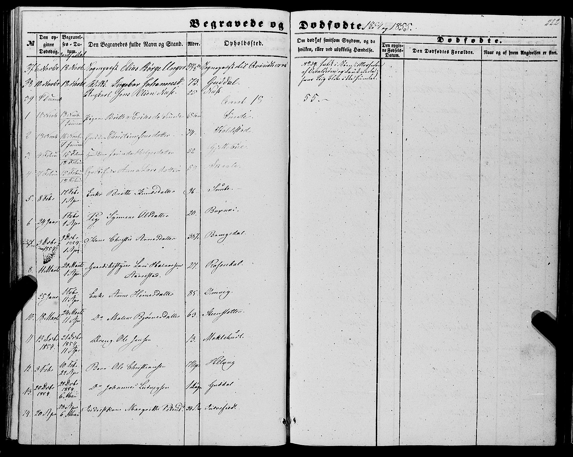 Kvinnherad sokneprestembete, SAB/A-76401/H/Haa: Parish register (official) no. A 8, 1854-1872, p. 222