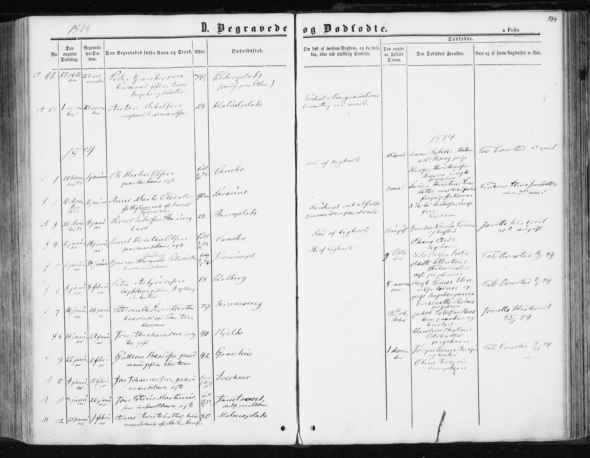 Ministerialprotokoller, klokkerbøker og fødselsregistre - Nord-Trøndelag, AV/SAT-A-1458/741/L0394: Parish register (official) no. 741A08, 1864-1877, p. 344