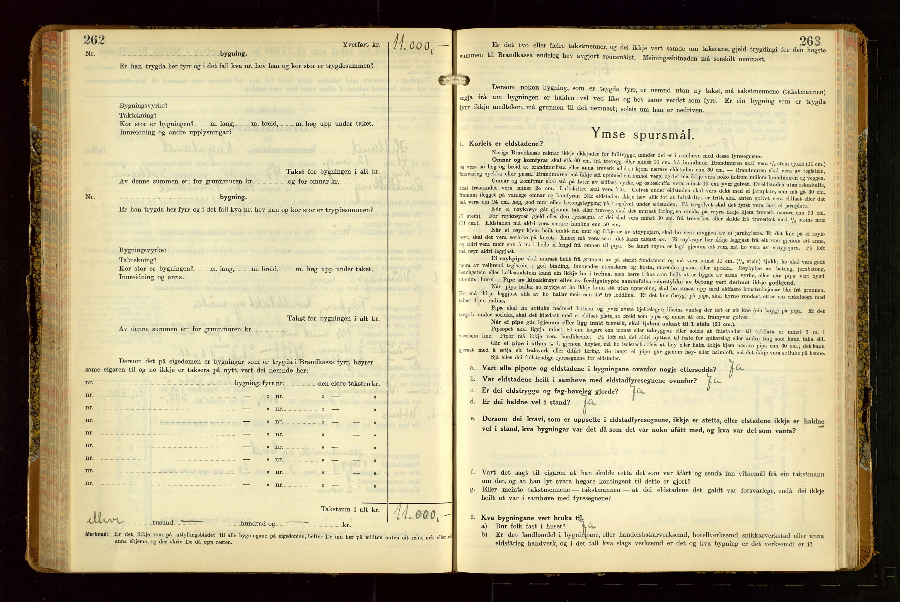 Hetland lensmannskontor, AV/SAST-A-100101/Gob/L0007: "Brandtakstbok", 1939-1949, p. 262-263