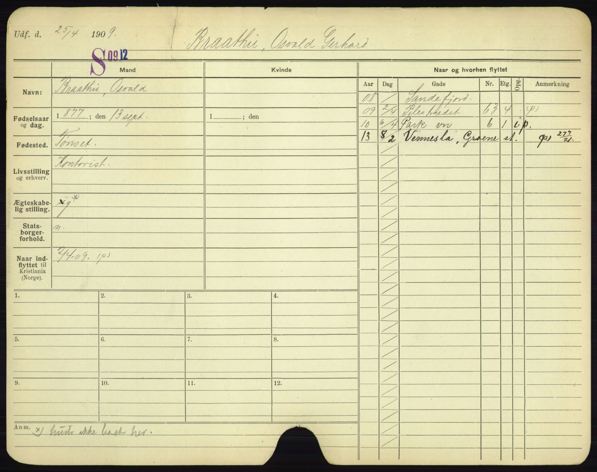 Oslo folkeregister, Registerkort, AV/SAO-A-11715/F/Fa/Fac/L0002: Menn, 1906-1914, p. 200a