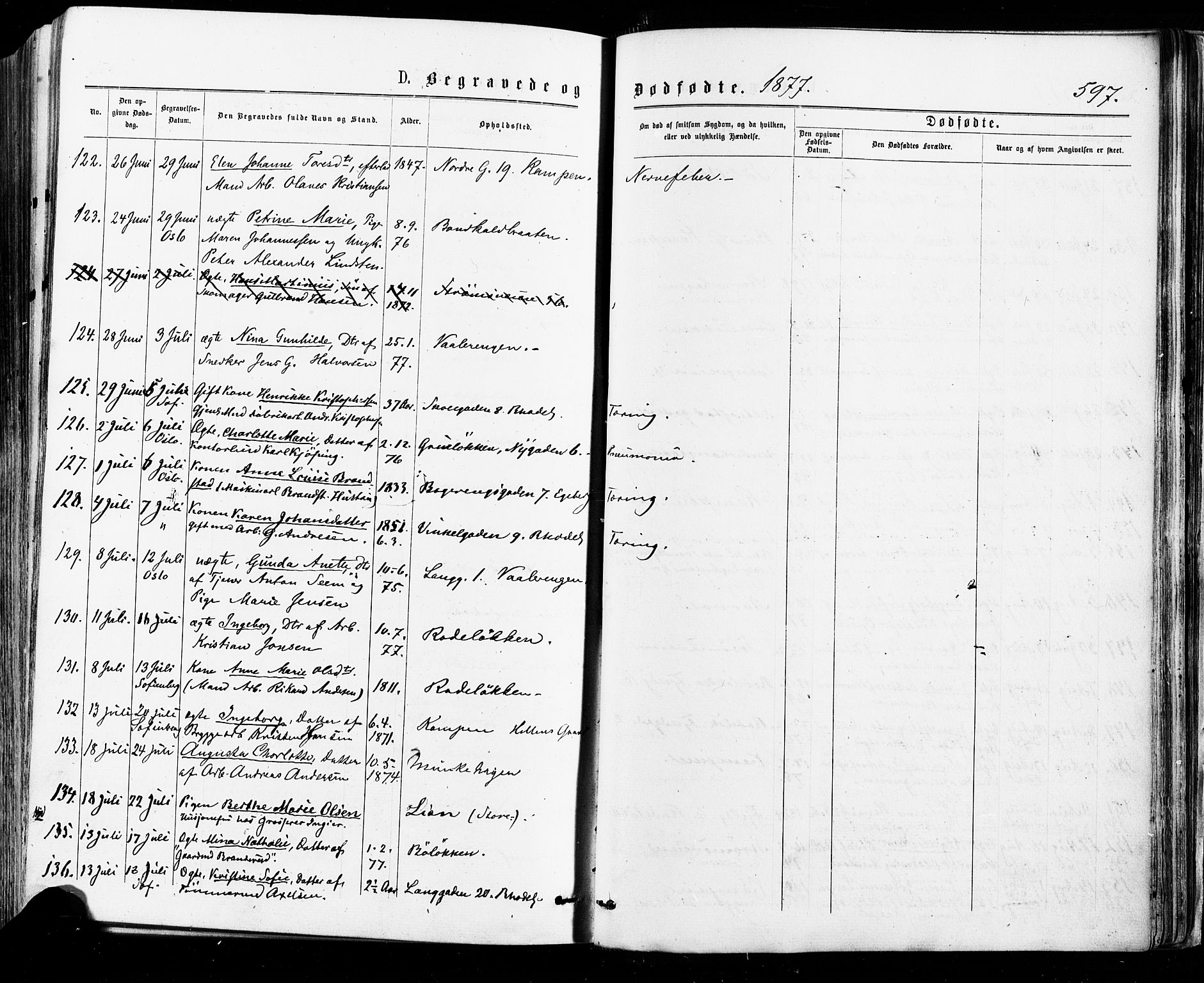 Østre Aker prestekontor Kirkebøker, AV/SAO-A-10840/F/Fa/L0004: Parish register (official) no. I 4, 1876-1889, p. 597