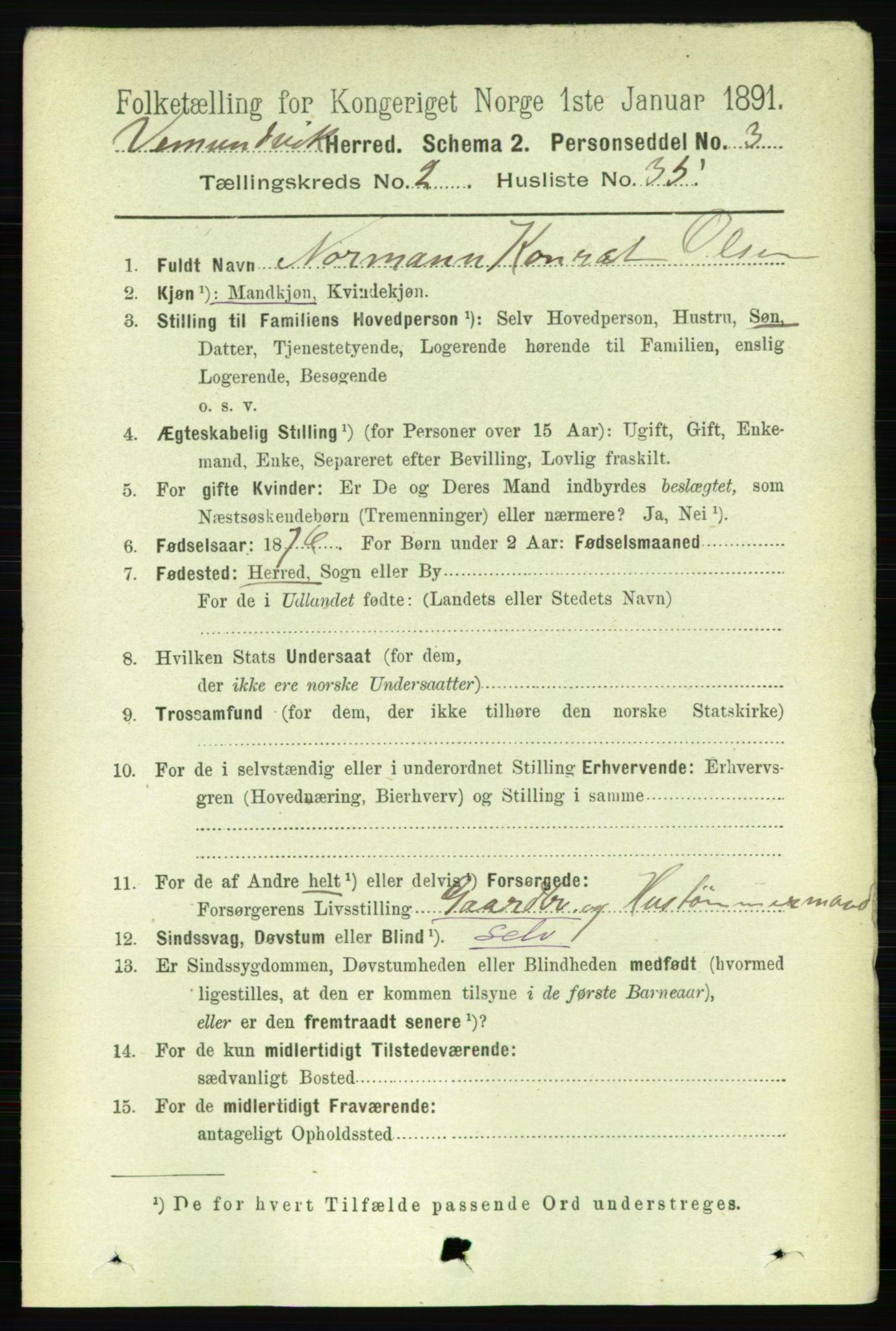 RA, 1891 census for 1745 Vemundvik, 1891, p. 777