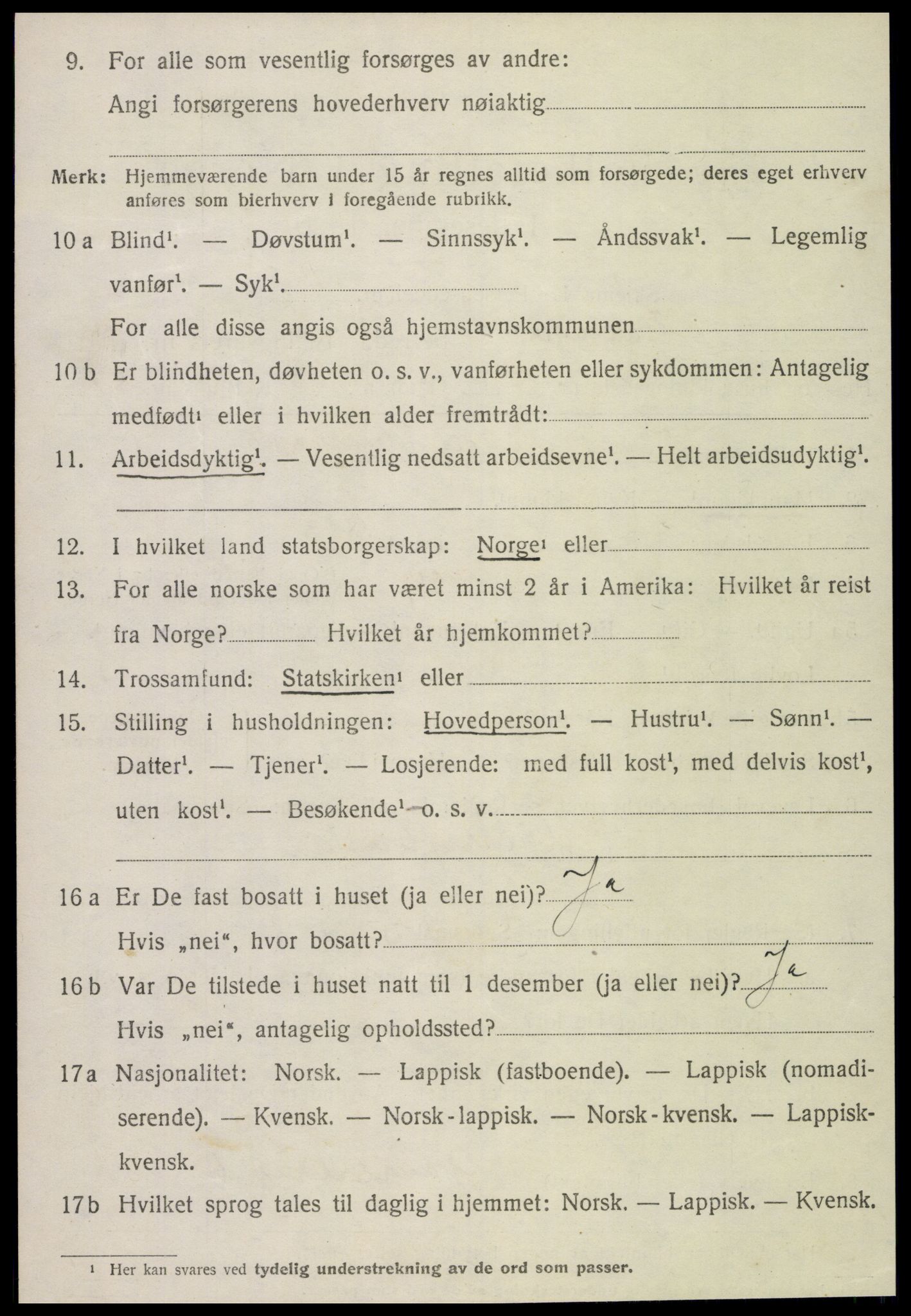 SAT, 1920 census for Flatanger, 1920, p. 2165