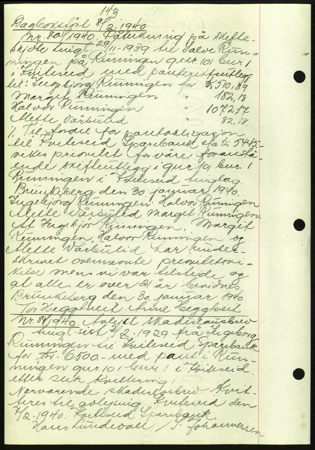 Vest-Telemark sorenskriveri, AV/SAKO-A-134/G/Ga/Gad/L0002: Mortgage book no. B-2, 1938-1941, Diary no: : 80/1940
