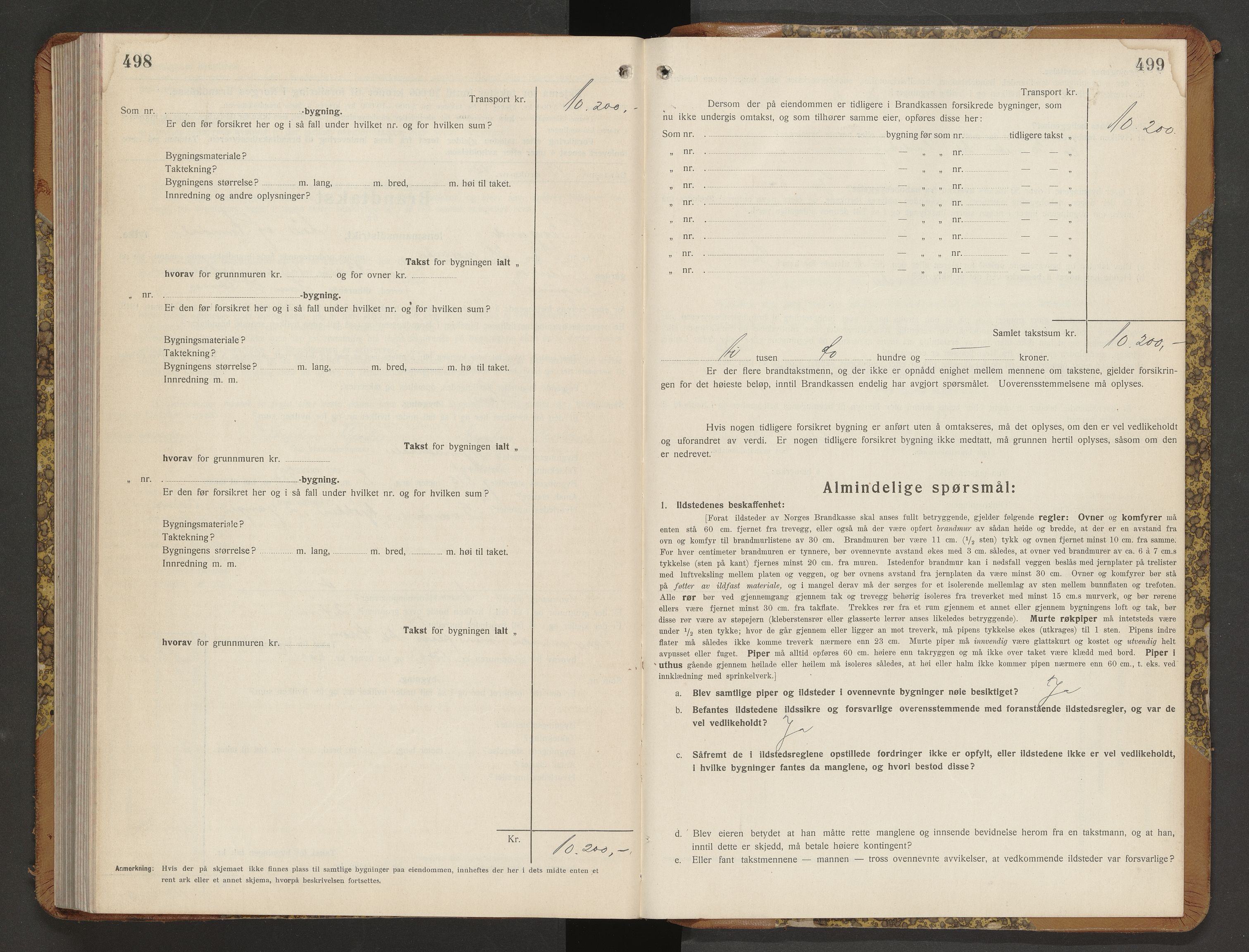 Norges Brannkasse Borgund, SAT/A-5495/Fb/L0002: Branntakstprotokoll, 1935-1940, p. 498-499