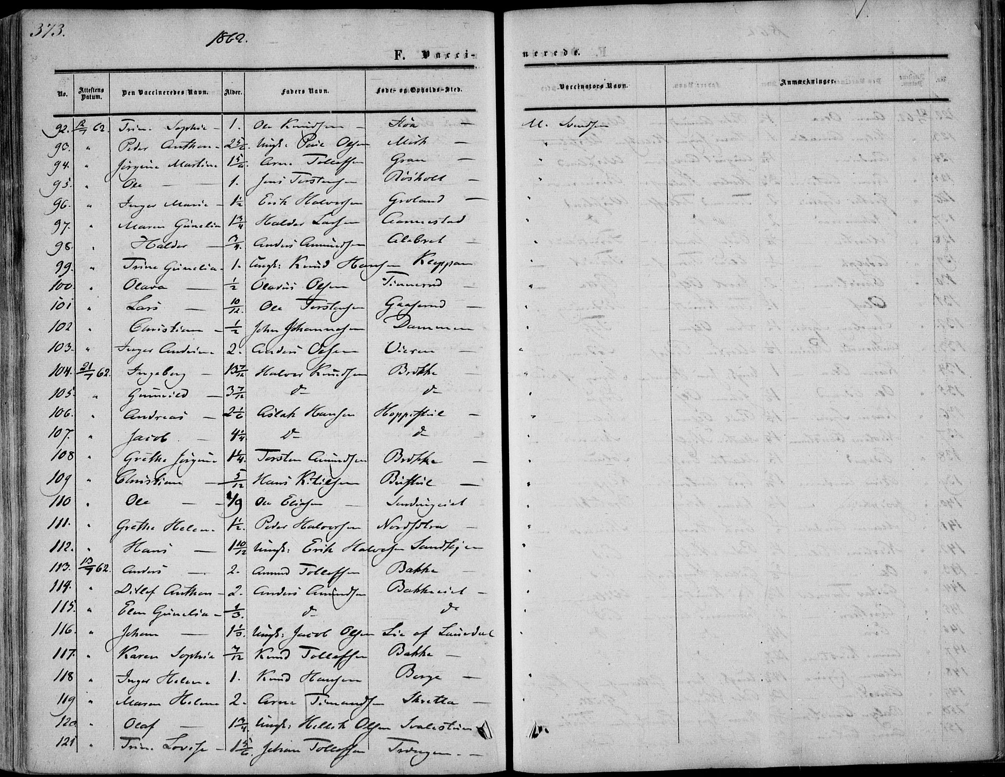 Sandsvær kirkebøker, AV/SAKO-A-244/F/Fa/L0006: Parish register (official) no. I 6, 1857-1868, p. 373