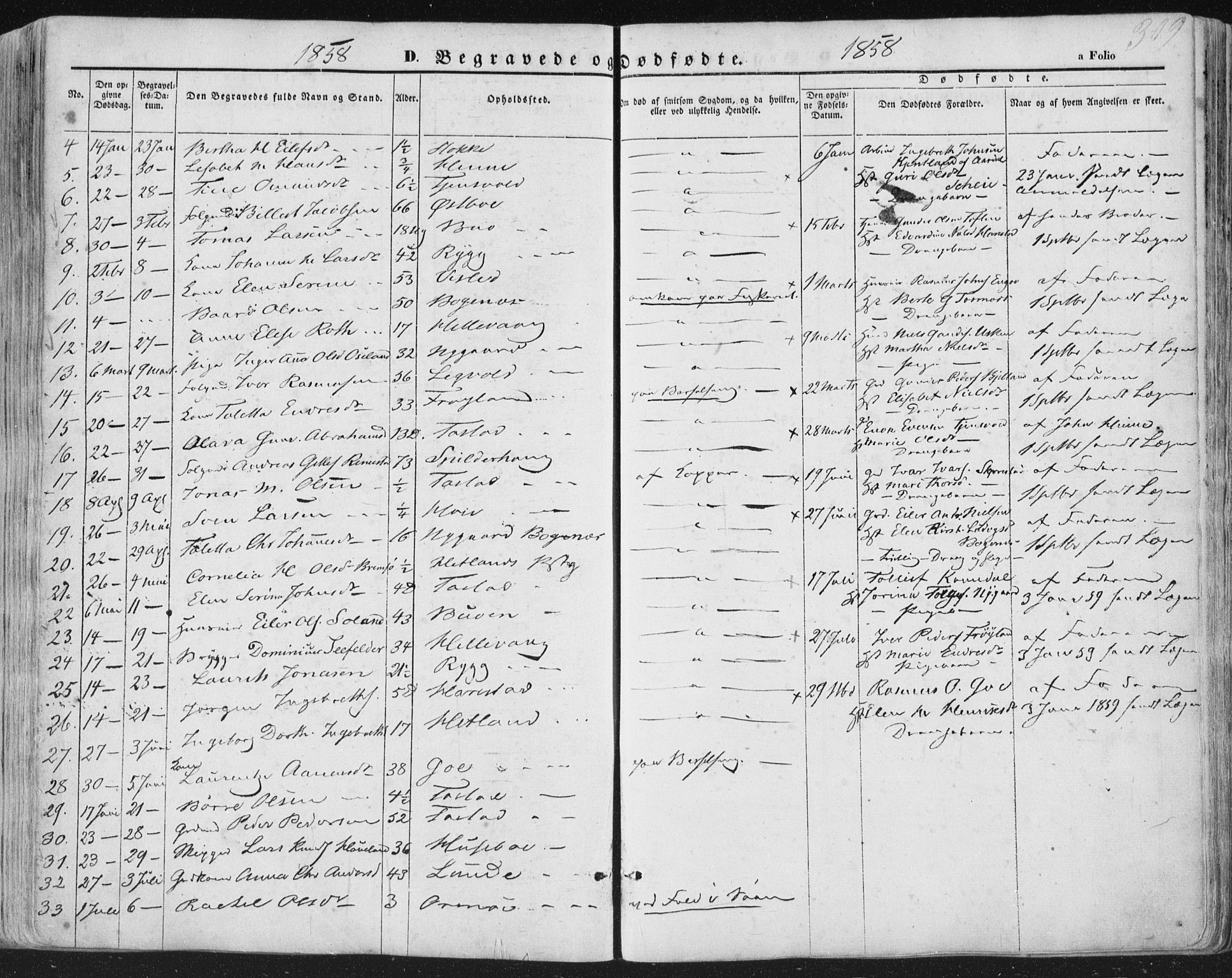 Hetland sokneprestkontor, AV/SAST-A-101826/30/30BA/L0002: Parish register (official) no. A 2, 1849-1869, p. 309