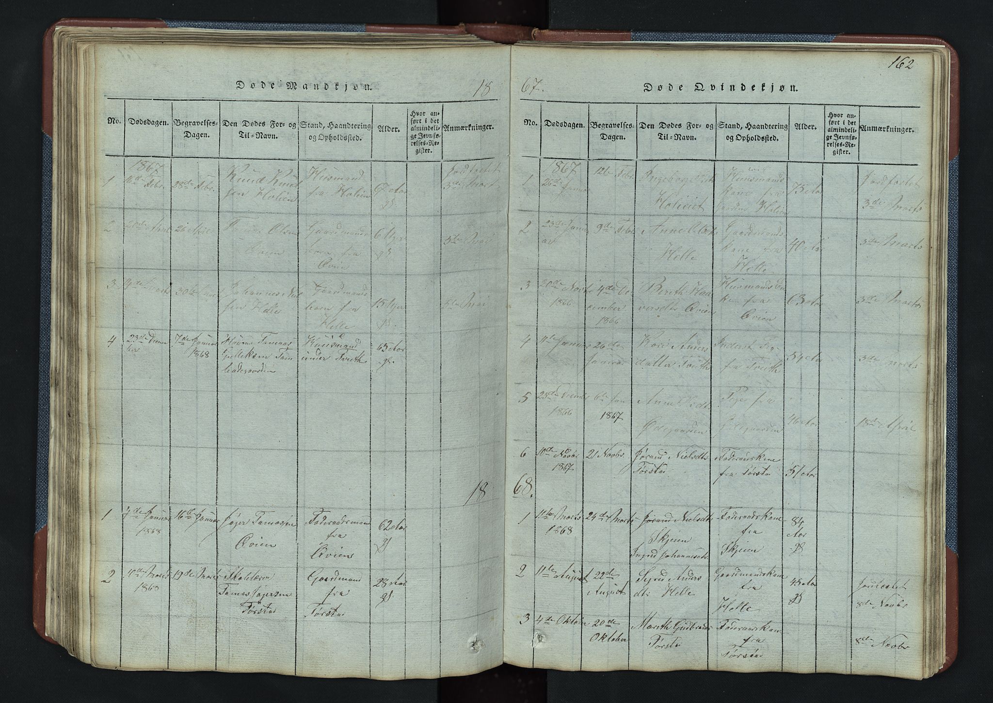 Vang prestekontor, Valdres, SAH/PREST-140/H/Hb/L0003: Parish register (copy) no. 3, 1814-1892, p. 162