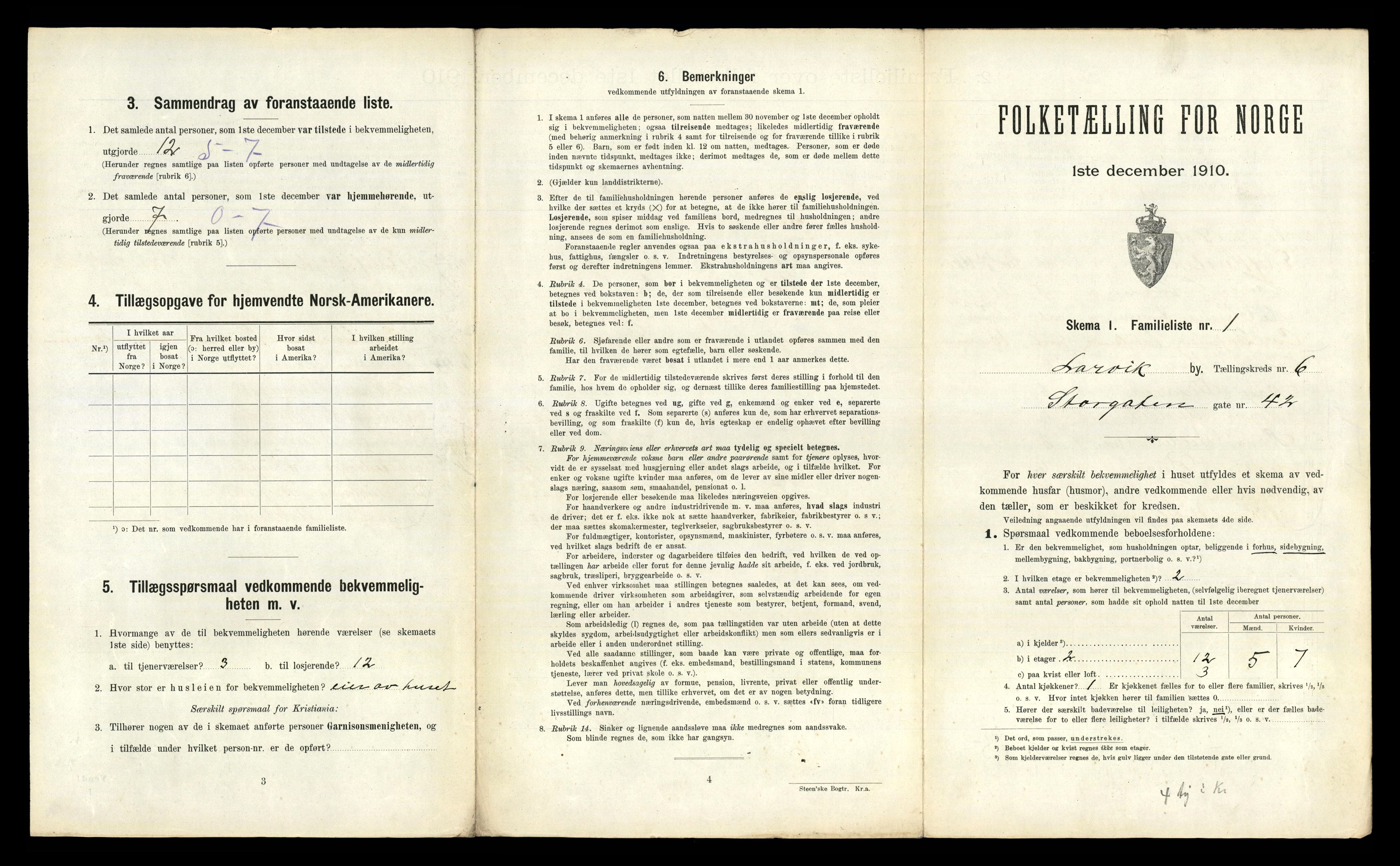 RA, 1910 census for Larvik, 1910, p. 2045