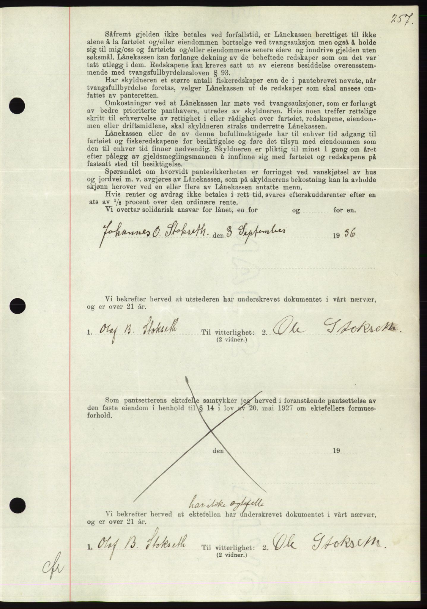 Søre Sunnmøre sorenskriveri, AV/SAT-A-4122/1/2/2C/L0061: Mortgage book no. 55, 1936-1936, Diary no: : 1239/1936