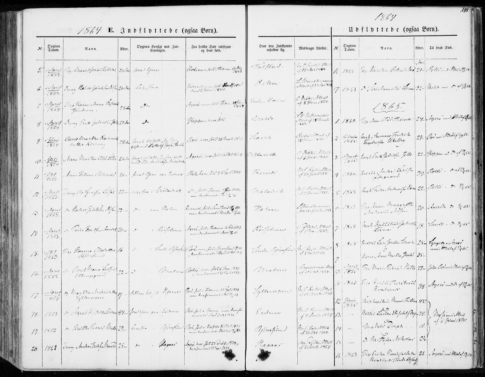 Ministerialprotokoller, klokkerbøker og fødselsregistre - Møre og Romsdal, SAT/A-1454/565/L0748: Parish register (official) no. 565A02, 1845-1872, p. 295