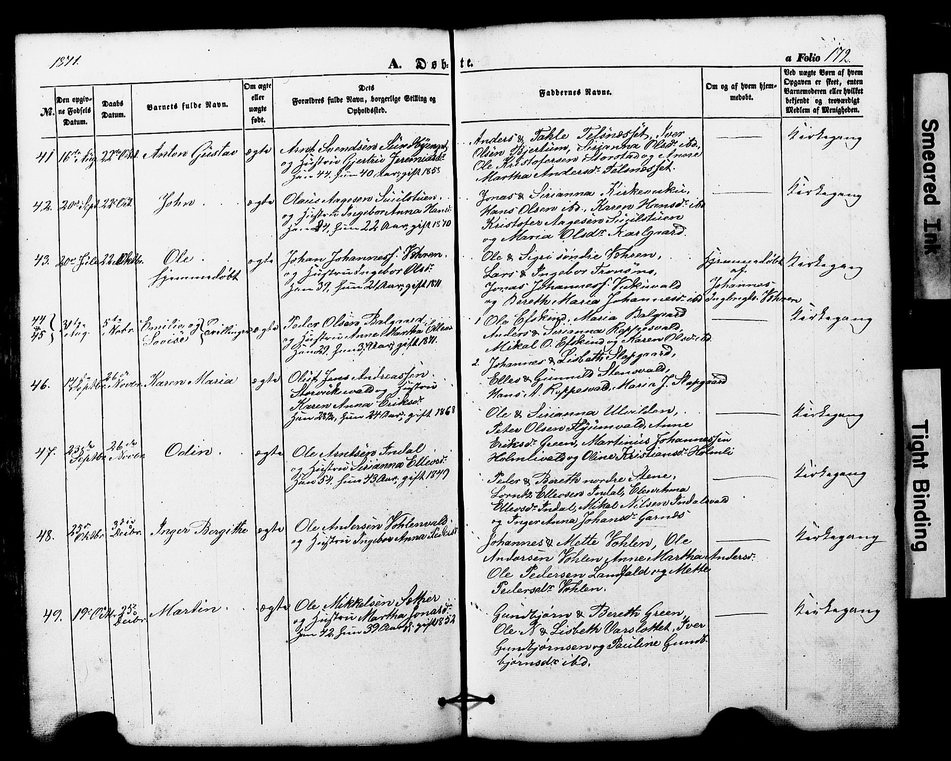 Ministerialprotokoller, klokkerbøker og fødselsregistre - Nord-Trøndelag, SAT/A-1458/724/L0268: Parish register (copy) no. 724C04, 1846-1878, p. 172