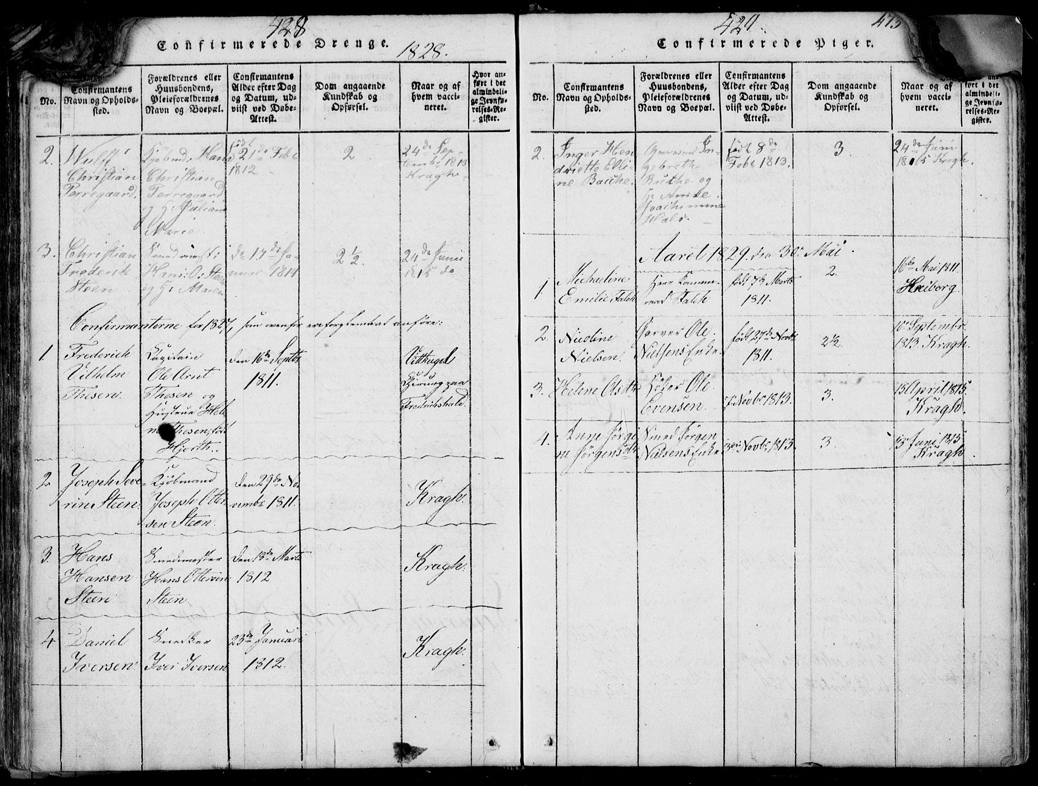 Larvik kirkebøker, SAKO/A-352/F/Fb/L0002: Parish register (official) no. II 2, 1818-1842, p. 428-429