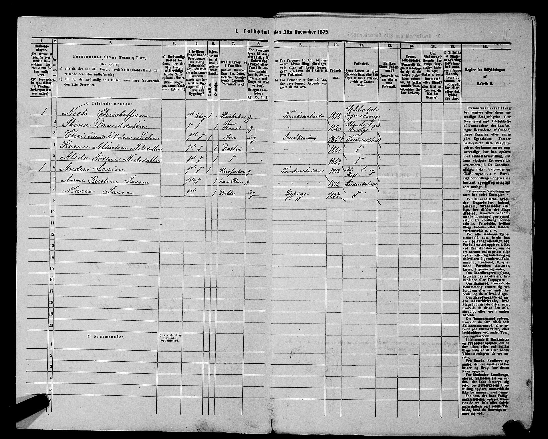 RA, 1875 census for 0101P Fredrikshald, 1875, p. 470