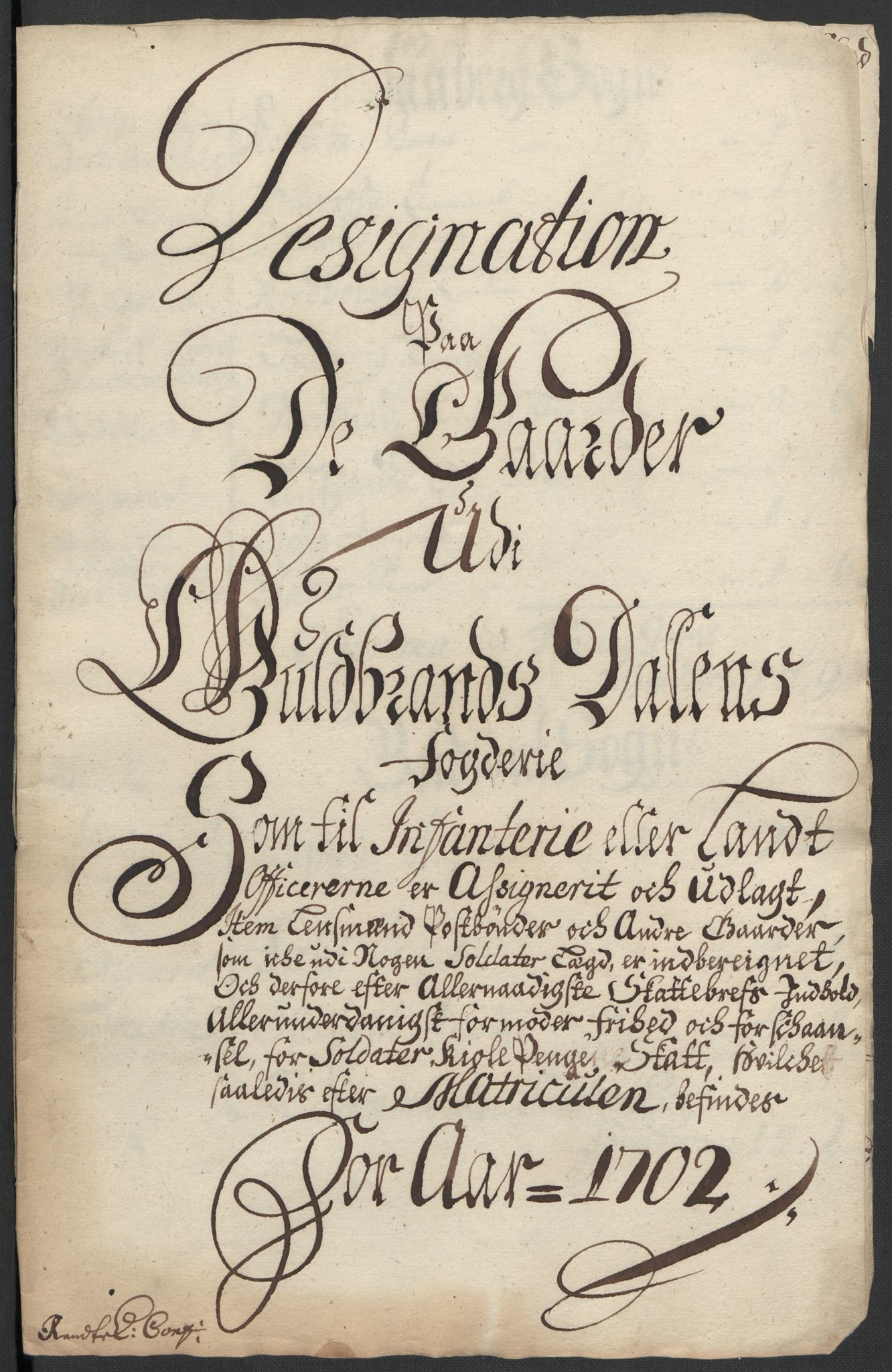 Rentekammeret inntil 1814, Reviderte regnskaper, Fogderegnskap, RA/EA-4092/R17/L1175: Fogderegnskap Gudbrandsdal, 1702, p. 200