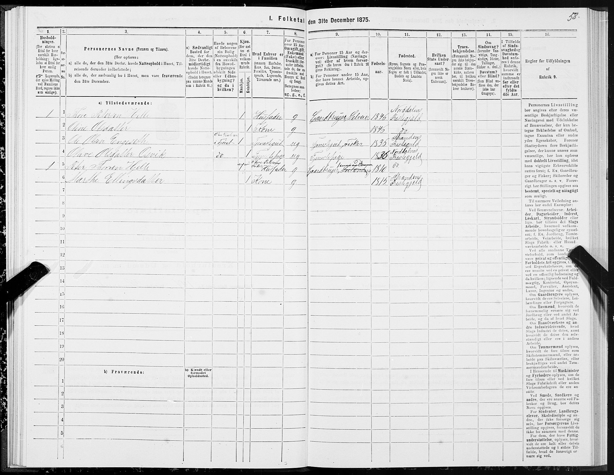 SAT, 1875 census for 1524P Norddal, 1875, p. 1058