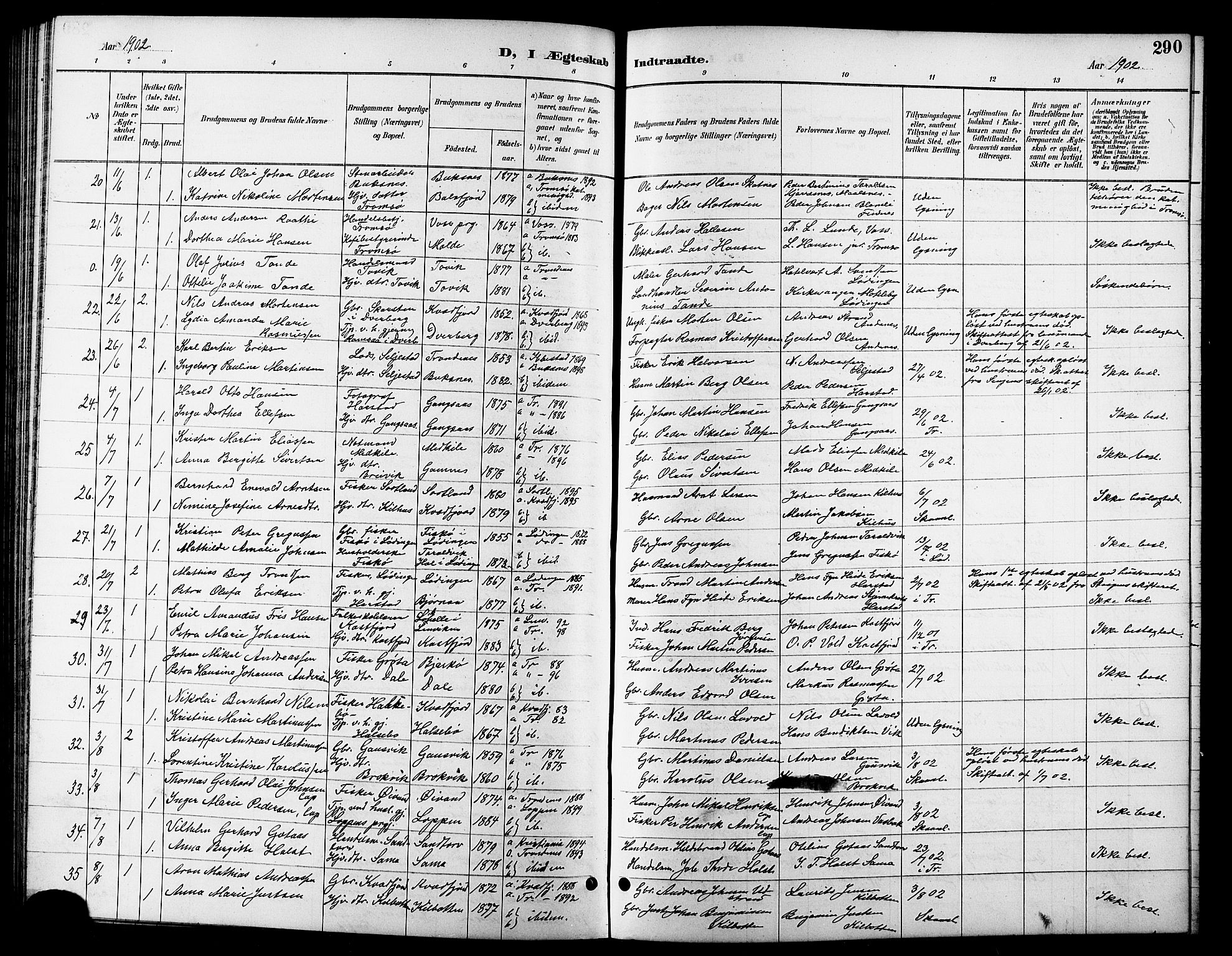 Trondenes sokneprestkontor, AV/SATØ-S-1319/H/Hb/L0011klokker: Parish register (copy) no. 11, 1891-1906, p. 290