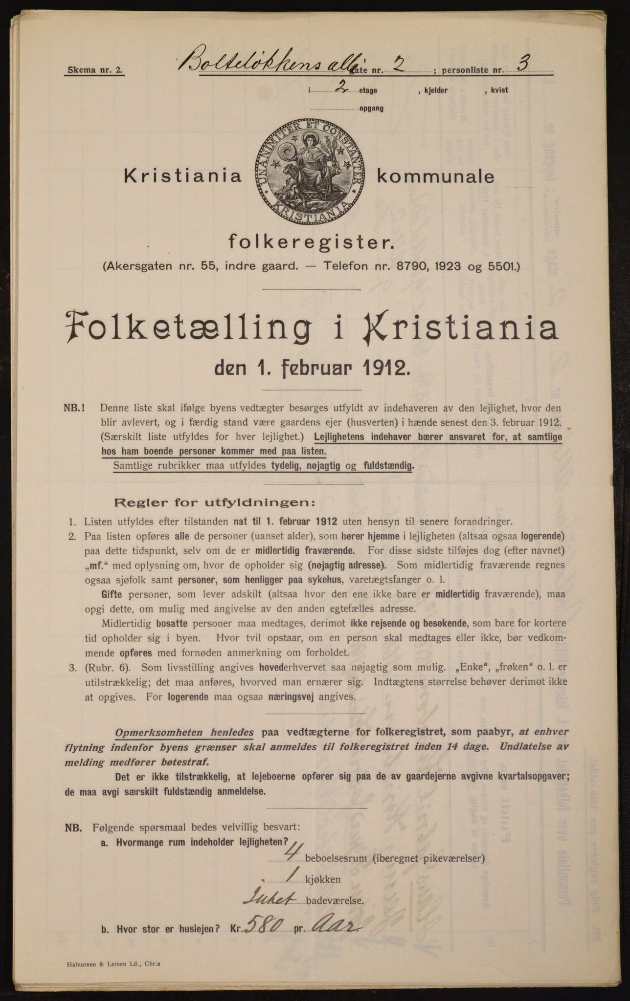 OBA, Municipal Census 1912 for Kristiania, 1912, p. 7472
