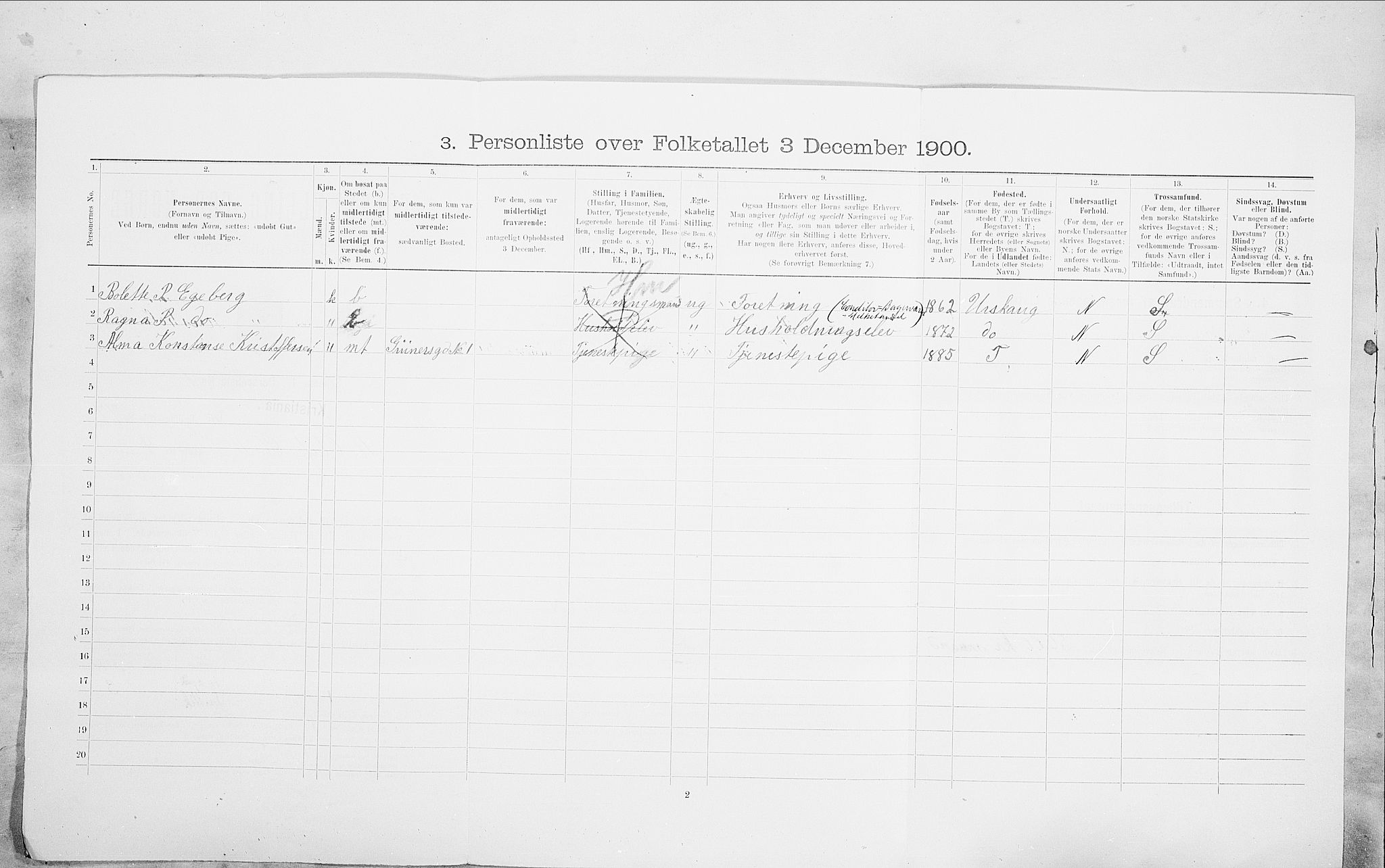 SAO, 1900 census for Kristiania, 1900, p. 90225